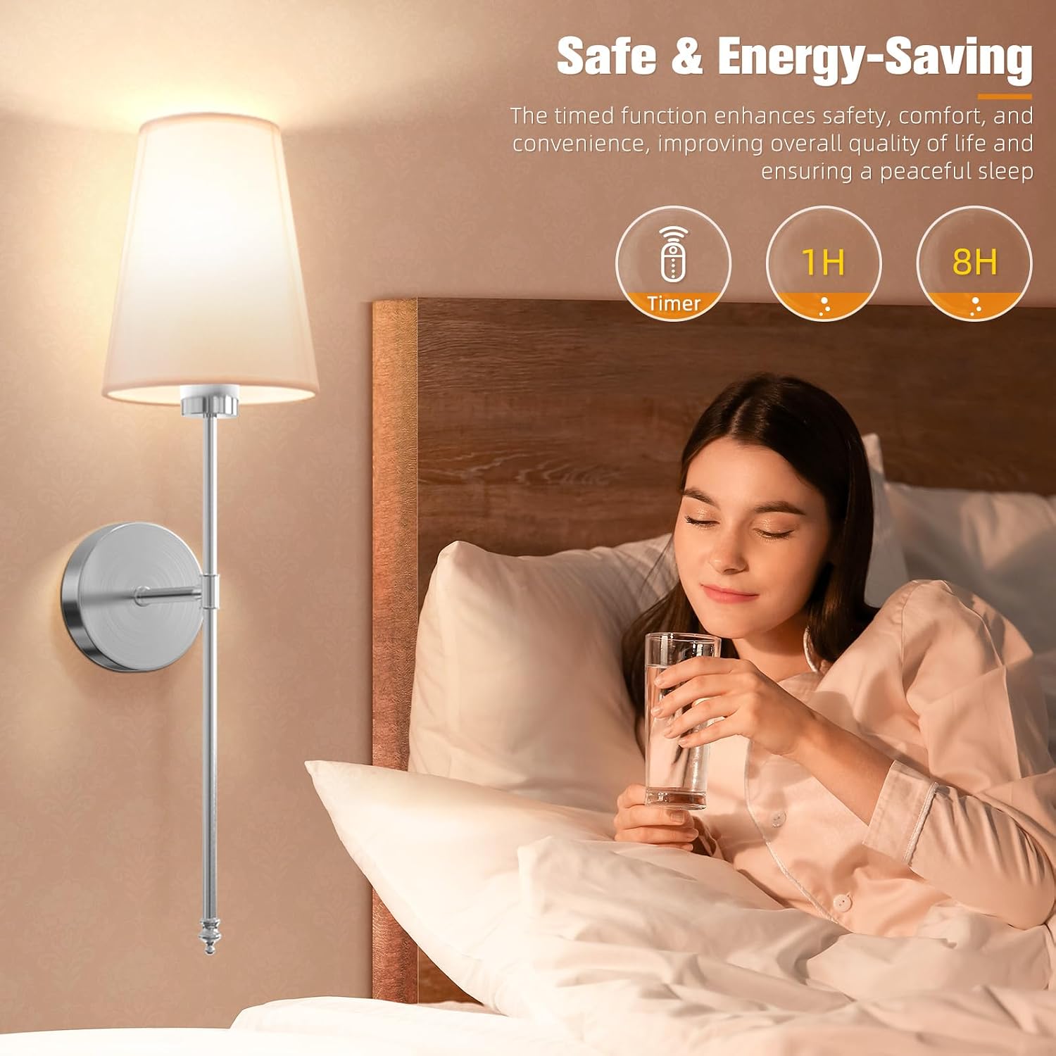 25.4 inch Brushed Nickel Battery Operated Wall Sconce Set of 2,Rechargeable Wall Lights with Dimmable Detachable Bulbs