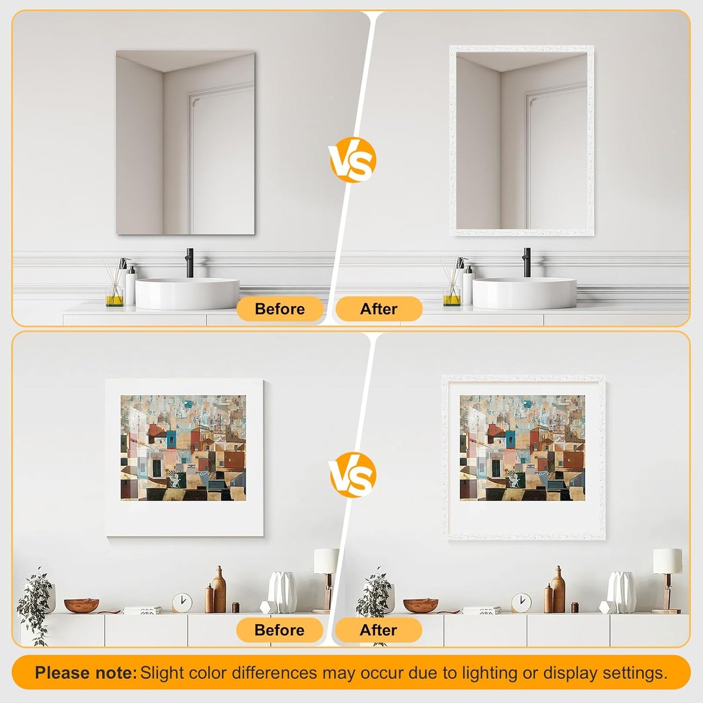 Flexible Decorative Mirror Frame Border / White / 16.4 Inch
