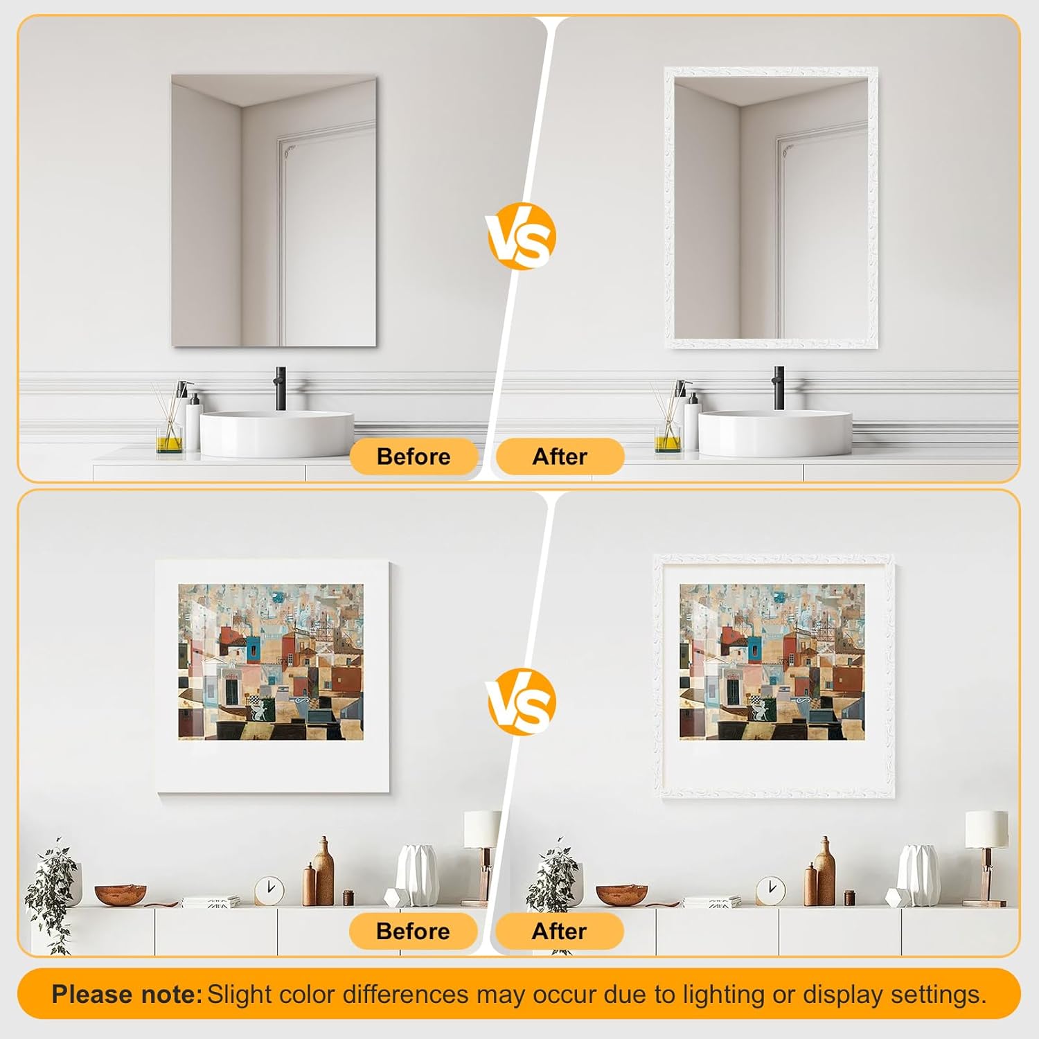 Flexible Decorative Mirror Frame Border / White / 16.4 Inch