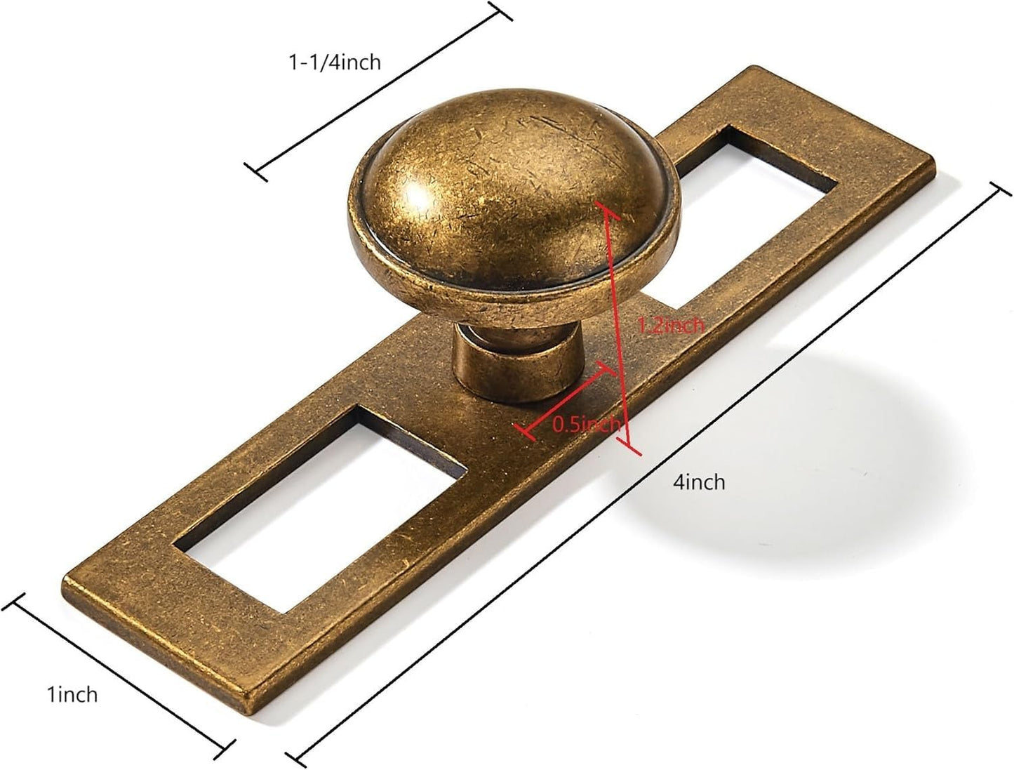 5 Pack 1-1/4 Inch Antique Brass Cabinet Knobs Backplate with Base Plate Zinc Solid Vintage Kitchen Cabinet Handles