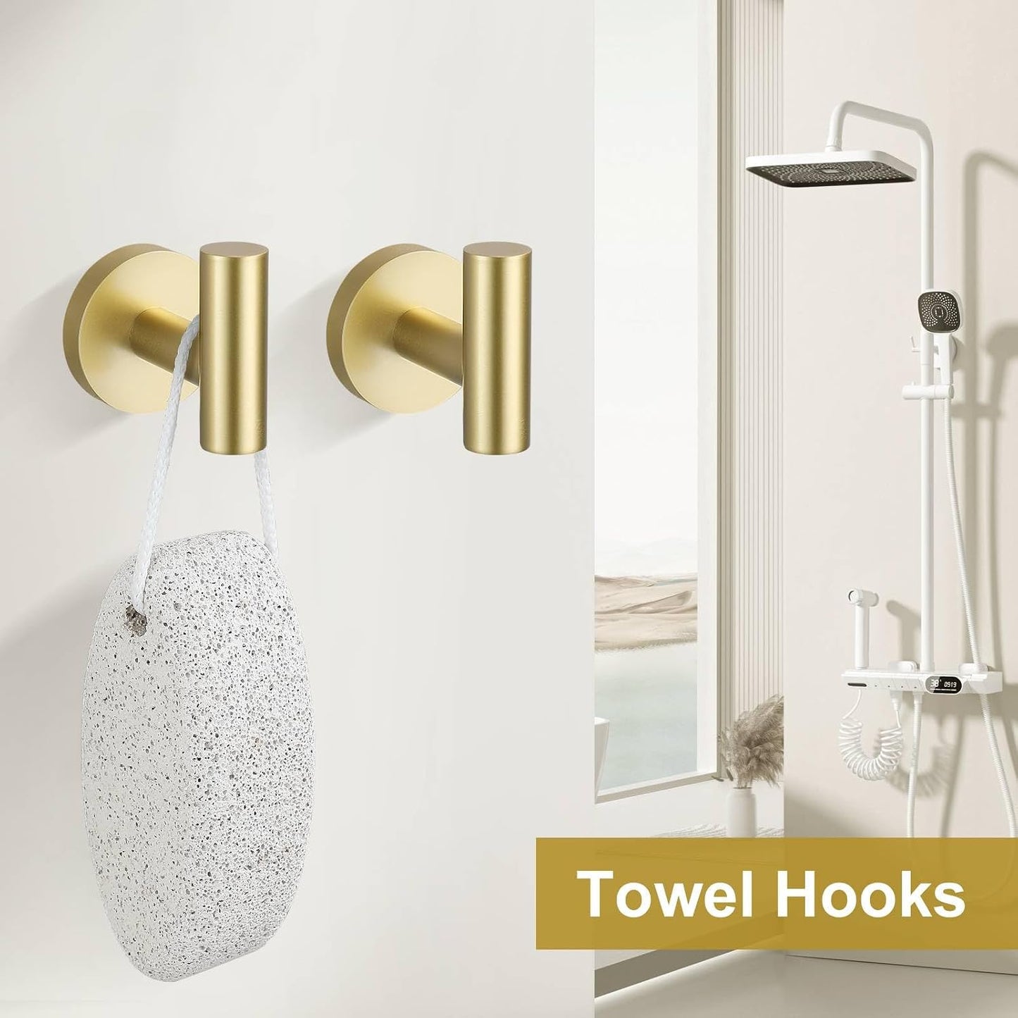 5 Pieces Brushed Gold Towel Bar Set, Upgraded Round Bathroom Hardware Accessories Set, Toilet Paper Holder Towel Holder