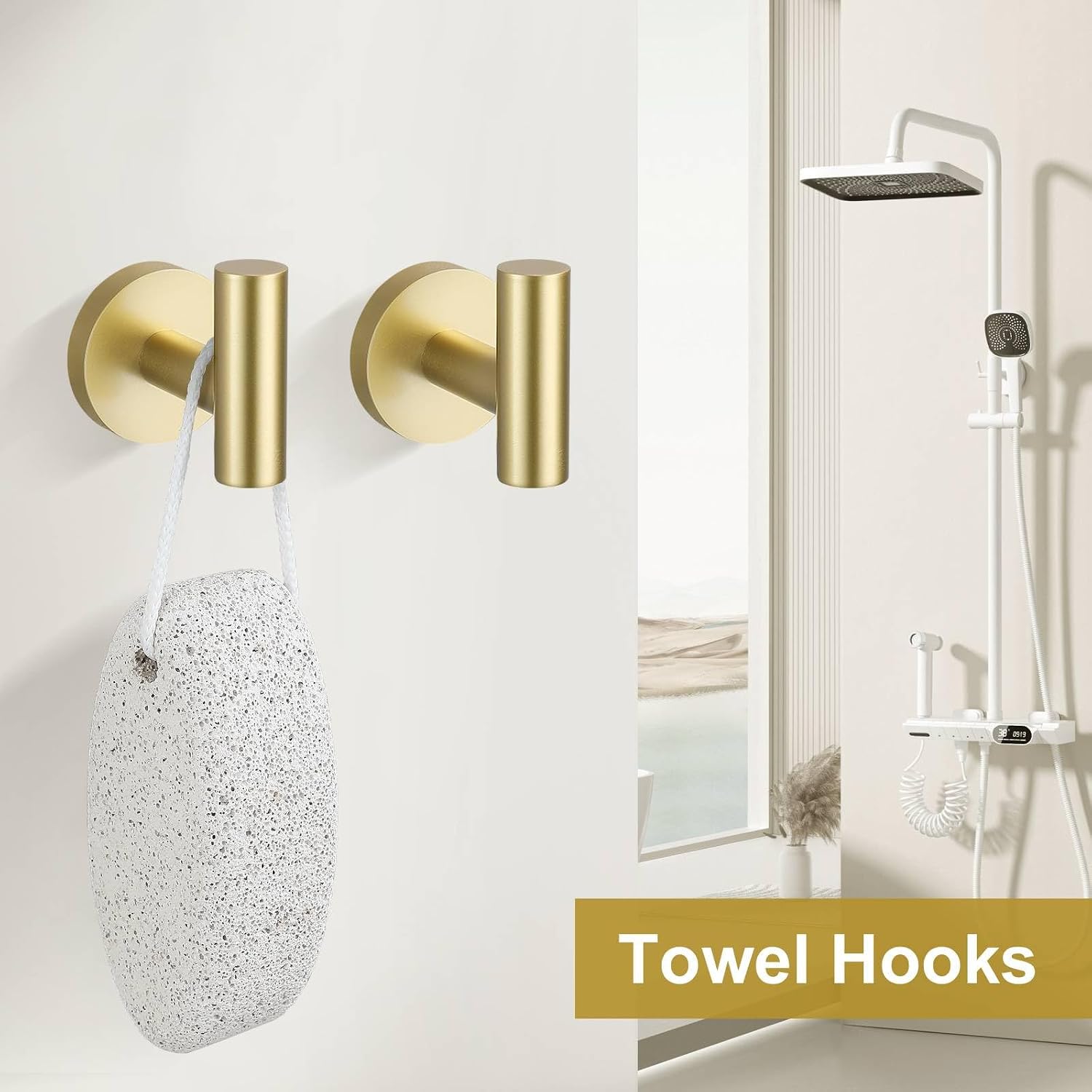 5 Pieces Brushed Gold Towel Bar Set, Upgraded Round Bathroom Hardware Accessories Set, Toilet Paper Holder Towel Holder