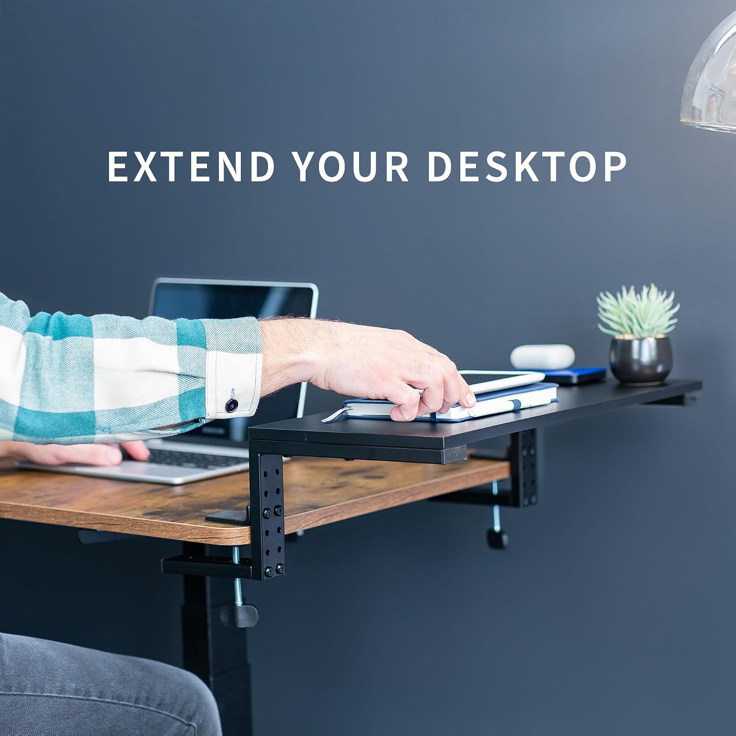 VIVO Clamp-on 22 inch Desk Extension Shelf for Gaming PC, Ergonomic Computer Monitor and Laptop Riser, Printer Stand