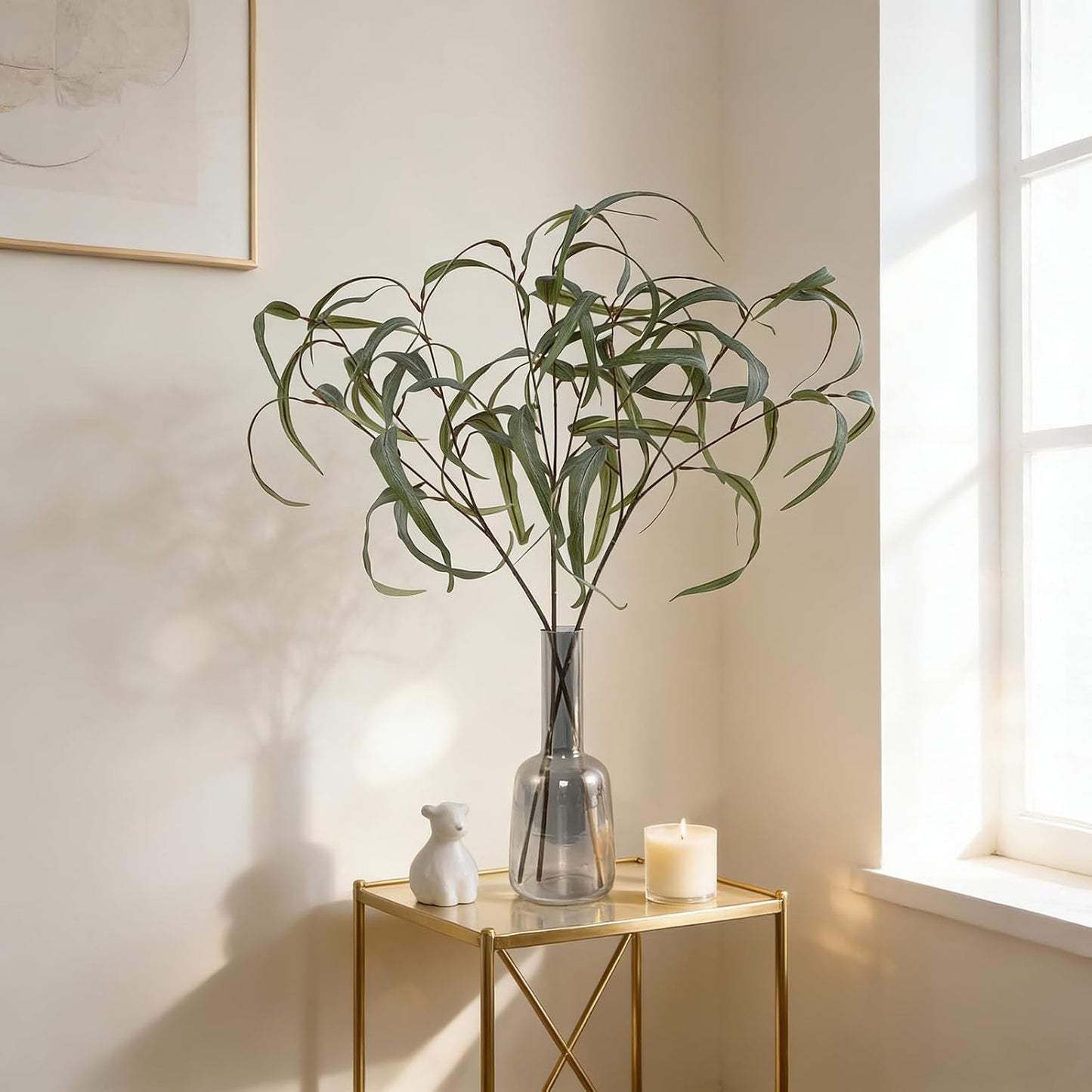 25.6" Faux Eucalyptus Leaves Branches Graceful Fake Plants Stems / Eucalyptus Stems / Set of 6