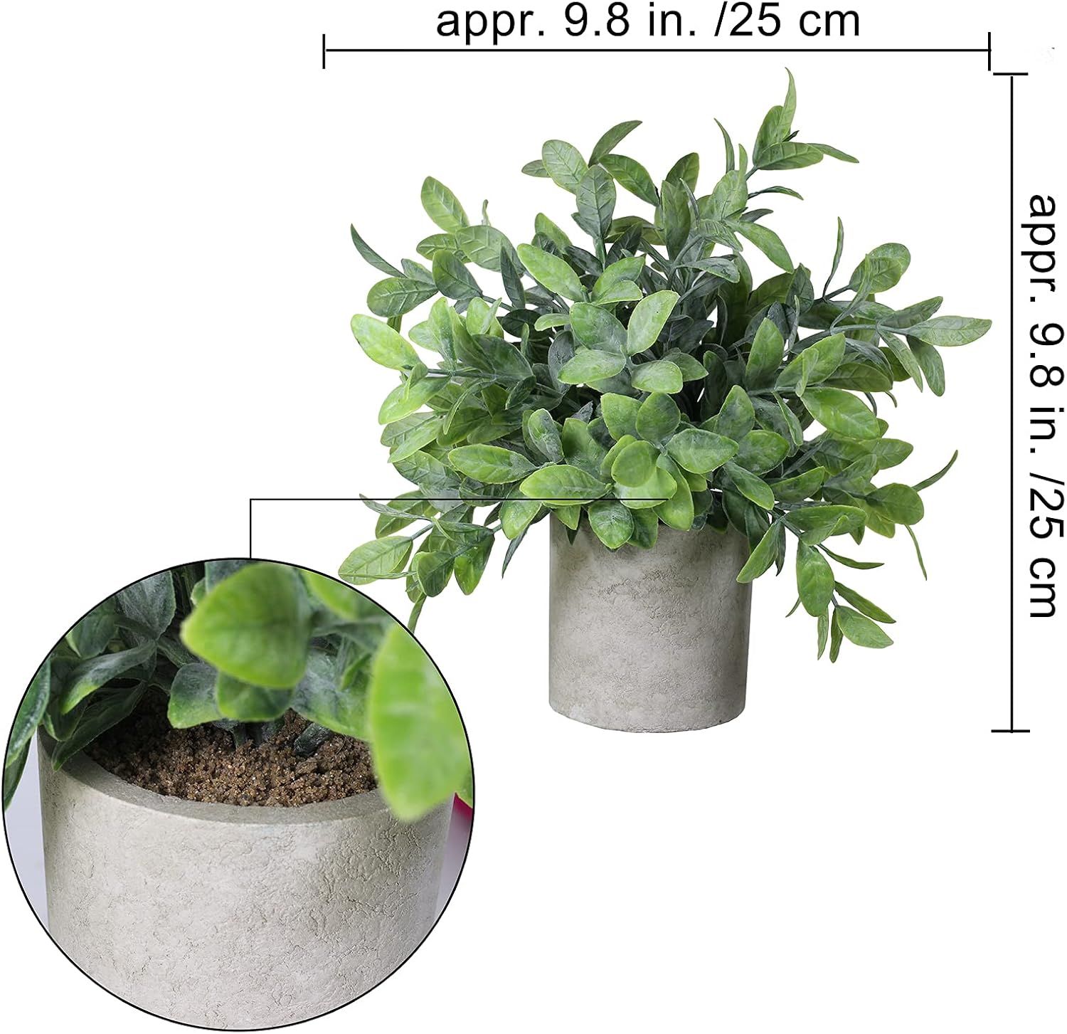 Faux Mini Potted Plants Artificial Eucalyptus Boxwood Plants in Pots Fake Greenery / Set of 2