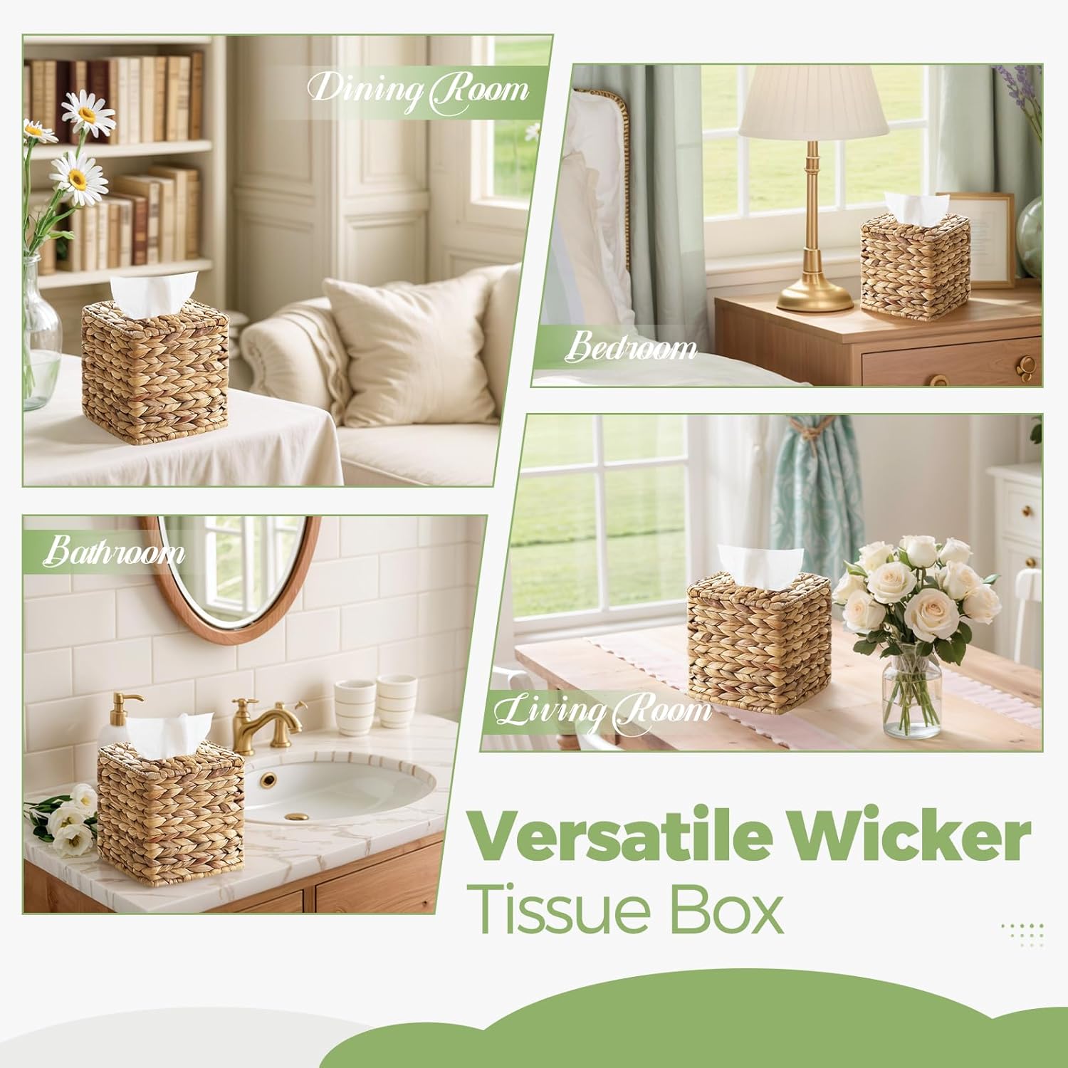 Wicker Tissue Box Cover / Square / Set of 4
