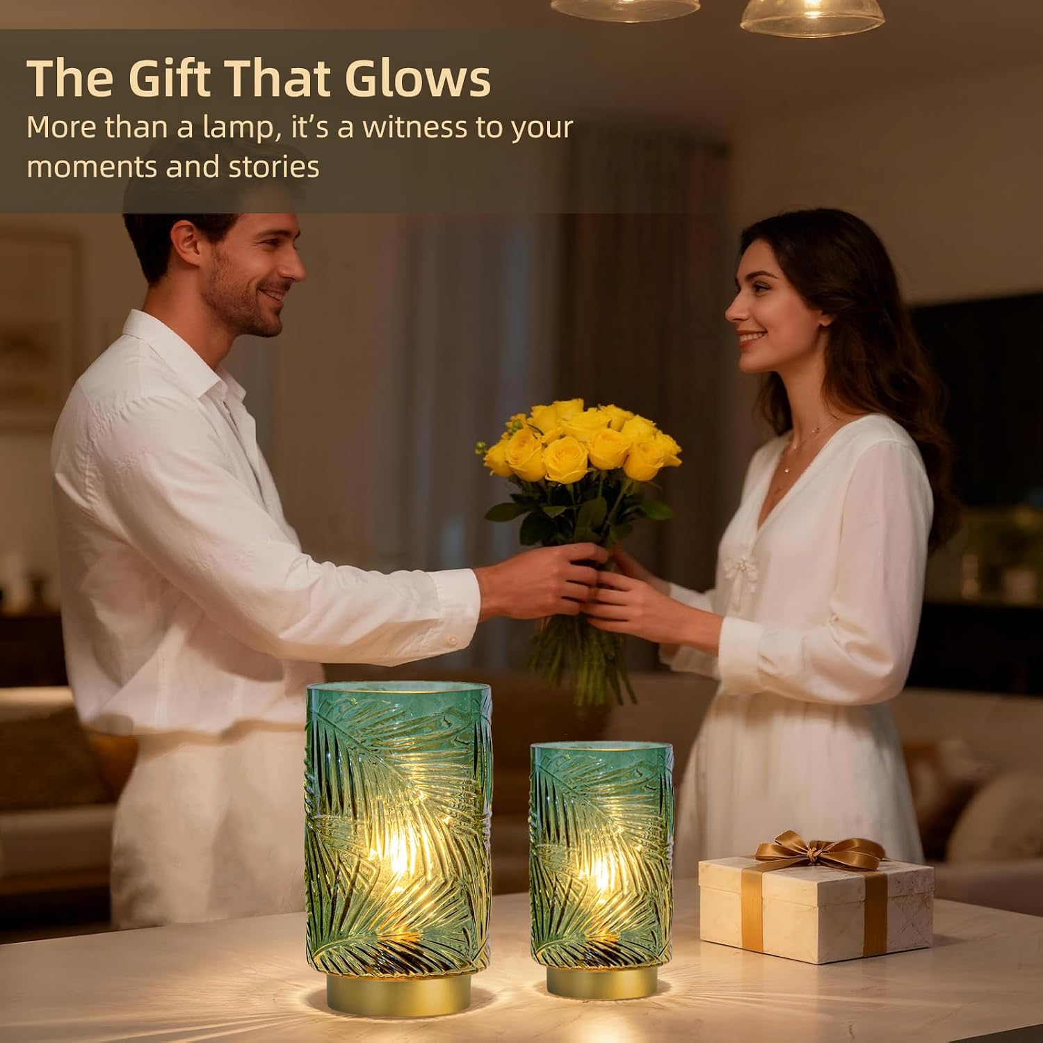 Battery Operated Table Lamp / Green / Small