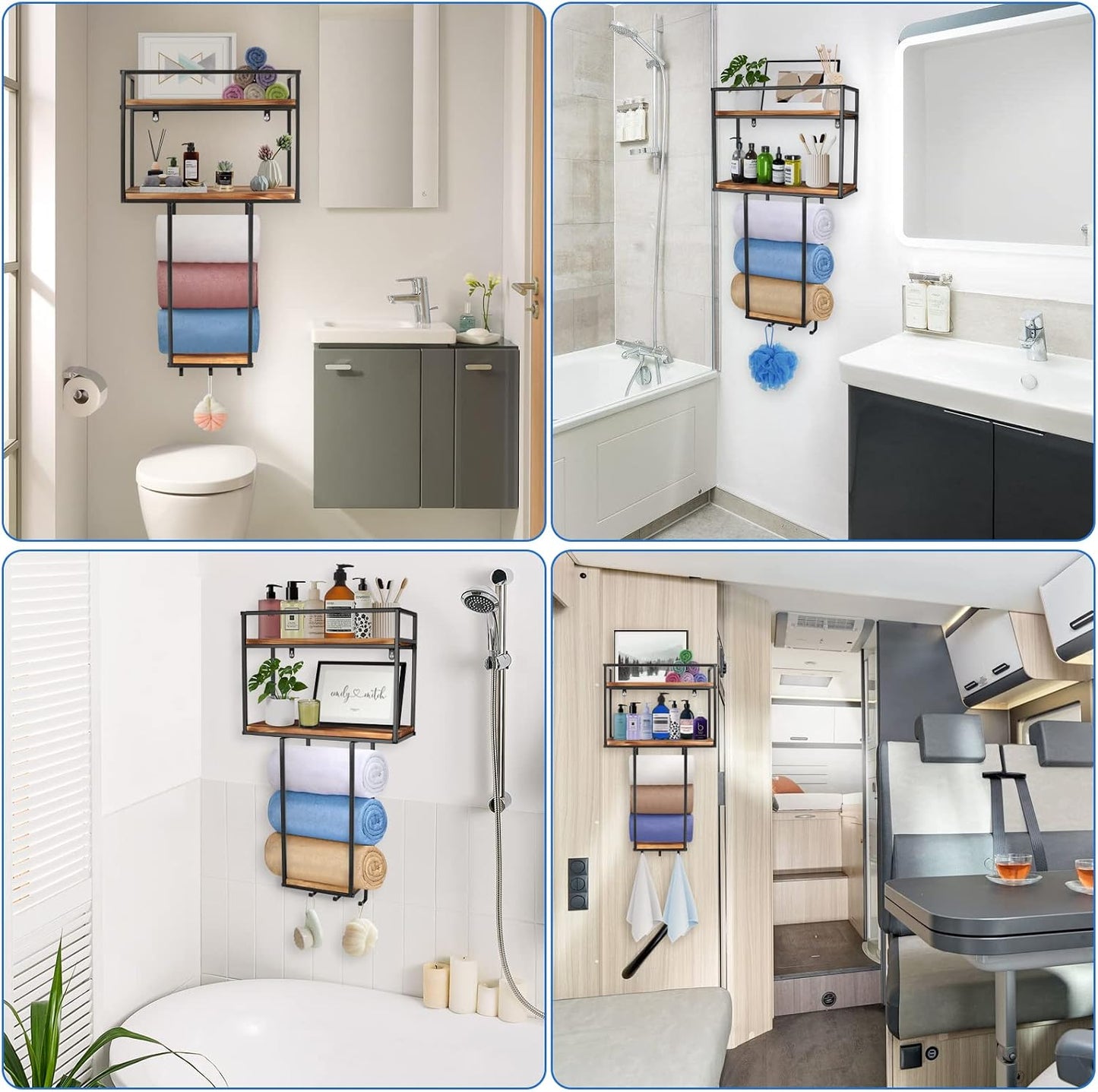 Towel Rack Wall Mounted - Space-Saving Design for Small Bathrooms | Versatile Organizer for Towels, Blankets, and More