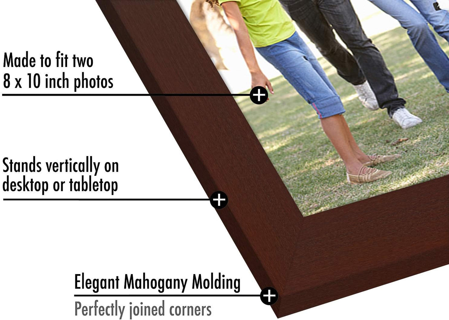 Americanflat Hinged 8x10 Picture Frame with Shatter-Resistant Glass - Double Picture Frames with Engineered Wood