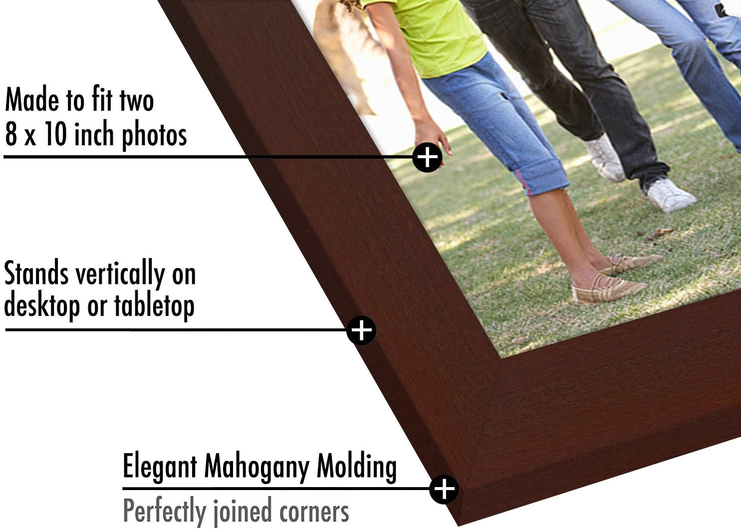 Americanflat Hinged 8x10 Picture Frame with Shatter-Resistant Glass - Double Picture Frames with Engineered Wood