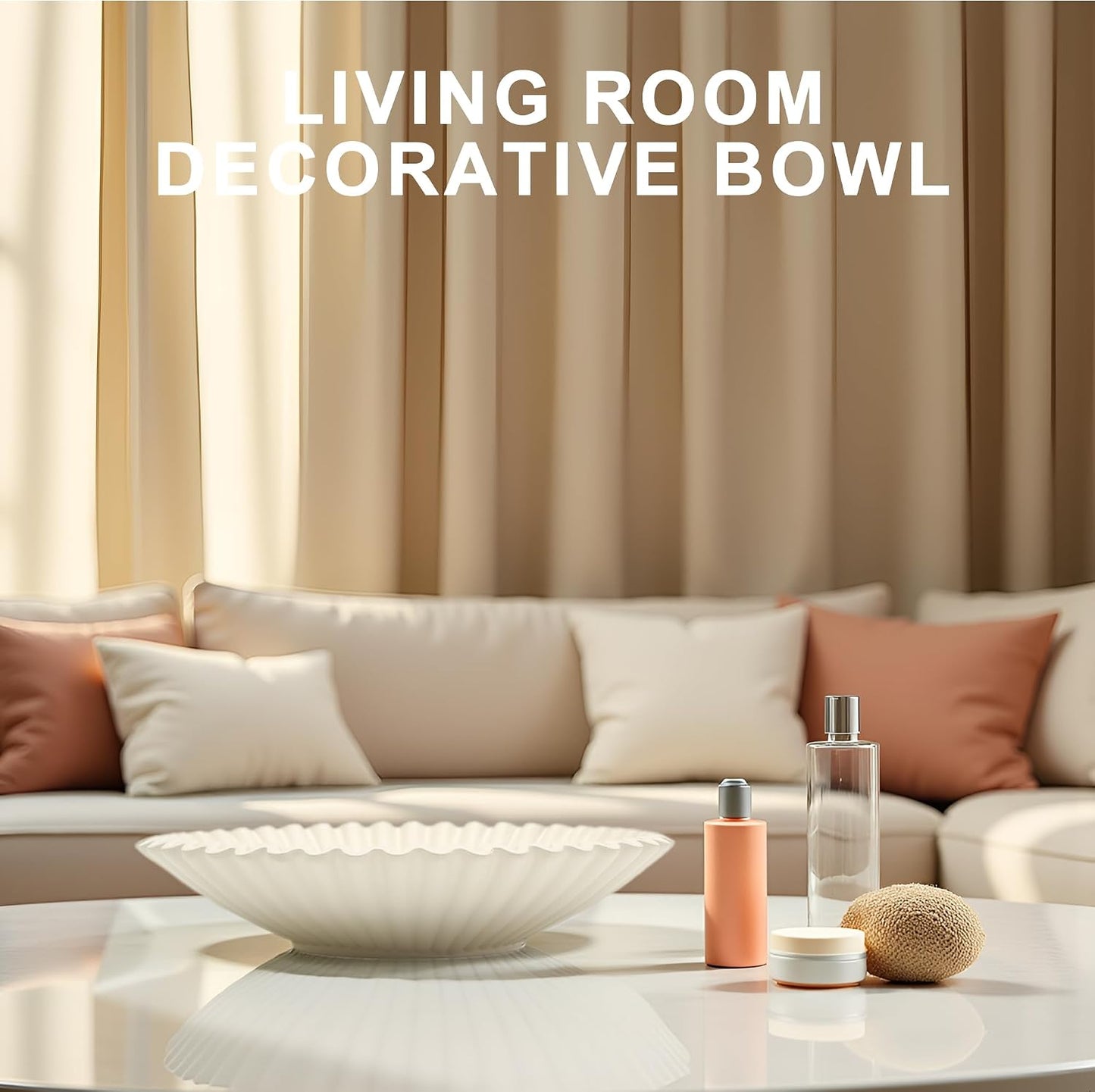 Coffee Table Bowl / Beige / 8.65 Inch