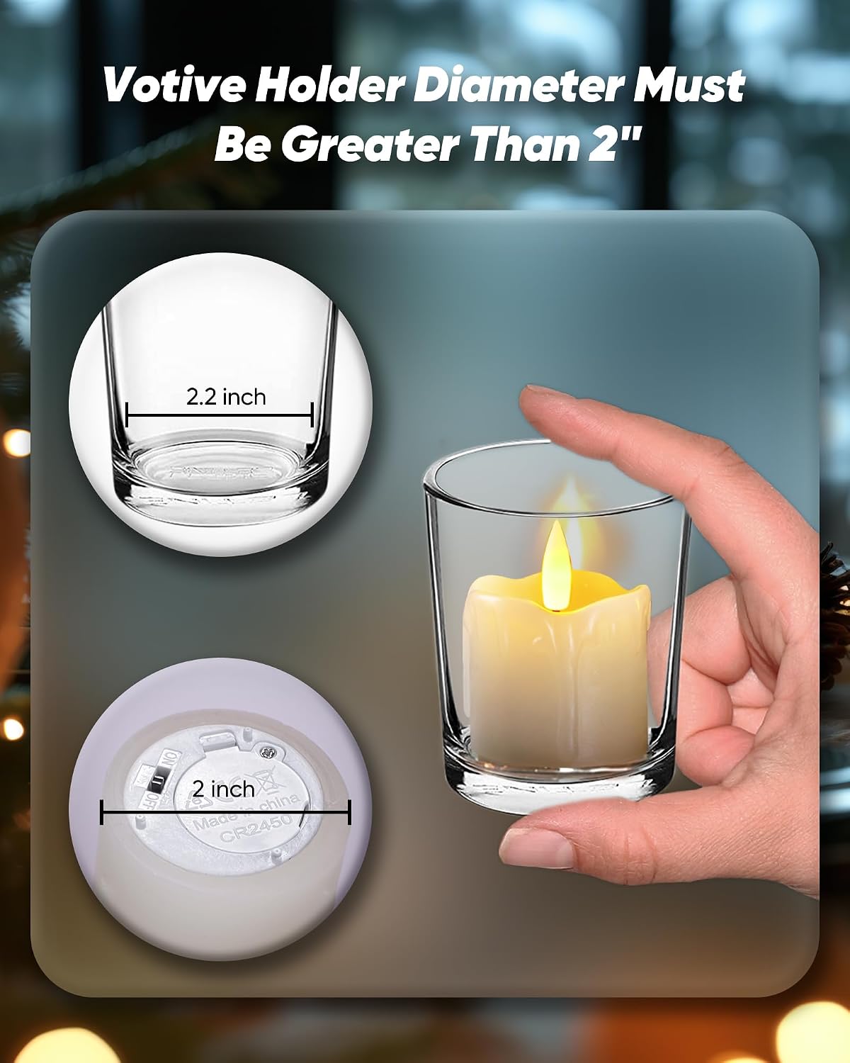 Homemory Flameless Votive Candles with Timer Remote, 2" x 2" Real Wax, 300+ Hour Realistic Black Wick Battery Operated