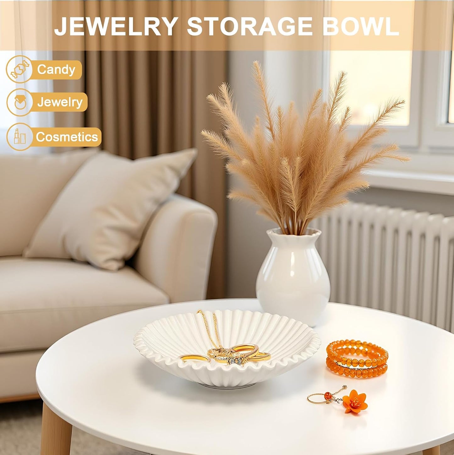 Coffee Table Bowl / Beige / 8.65 Inch