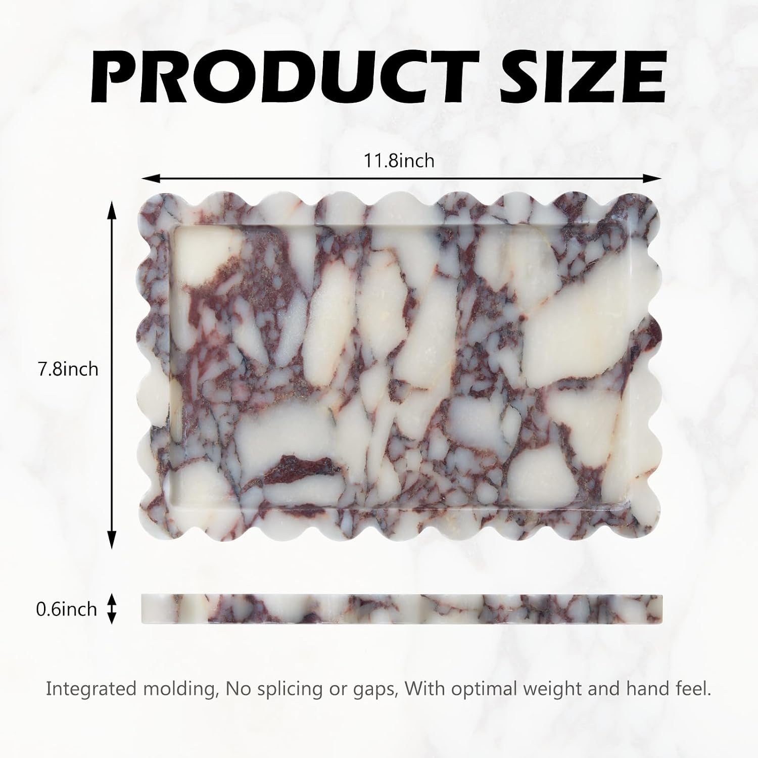 Scalloped Marble Tray / 11.8 x 7.8 x 0.7 / Scalloped-calacatta Viola / Natural