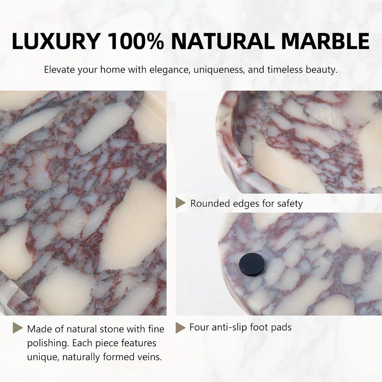 Oval Marble Tray / 9.8 x 4.9 x 0.7 / Oval-calacatta Viola / Natural