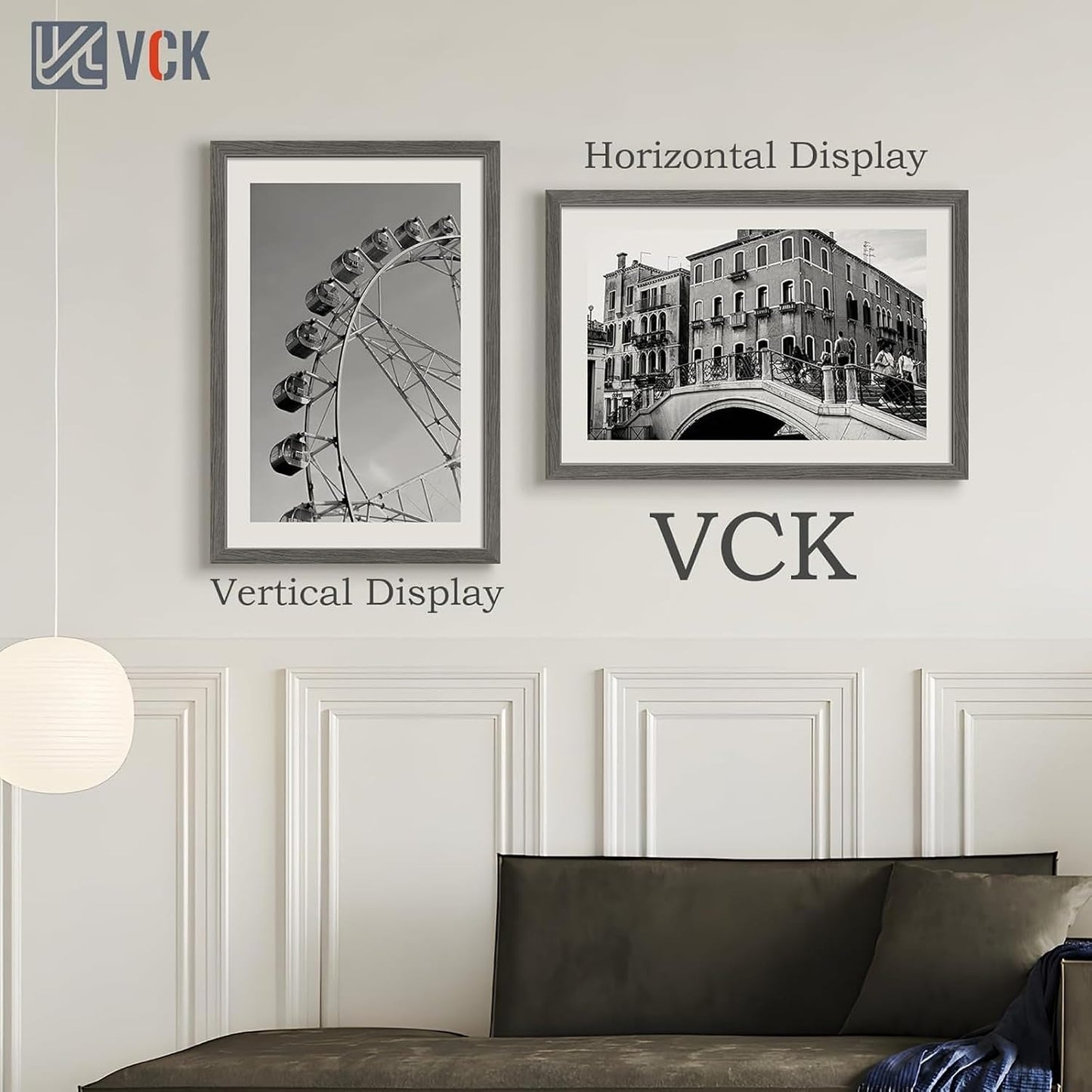 VCK 20x30 Gray Frame 3 Pack - Textured Wood 30x20 Picture Frames For Wall | 20x30 picture frame, plexiglass, 1.1 inch