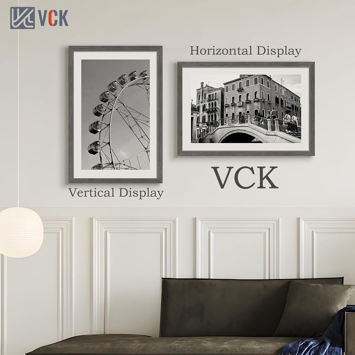 VCK 20x30 Gray Frame 3 Pack - Textured Wood 30x20 Picture Frames For Wall | 20x30 picture frame, plexiglass, 1.1 inch