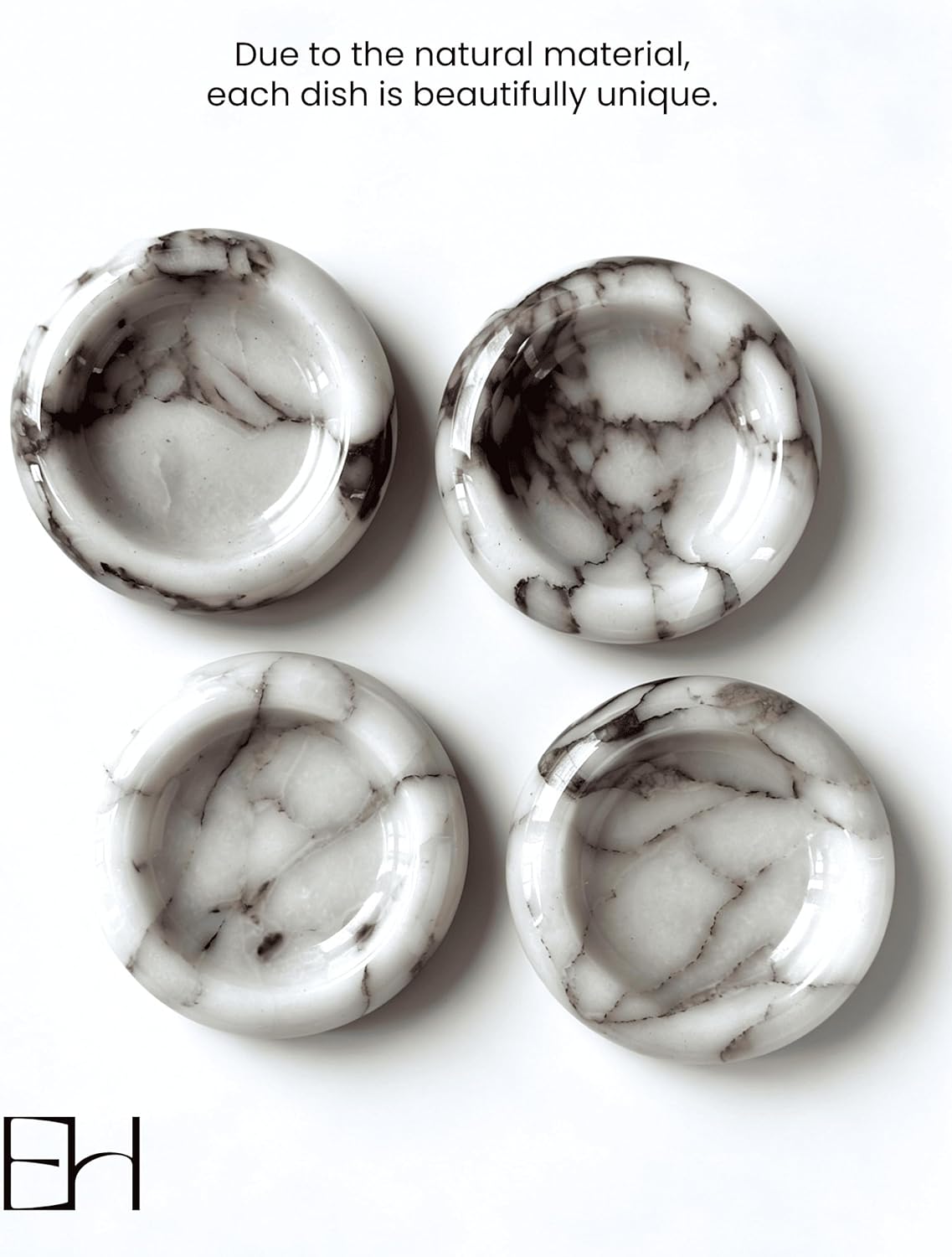 Small Round Decorative Stone Jewelry Tray for Rings & Earring / Natural / Set of 4