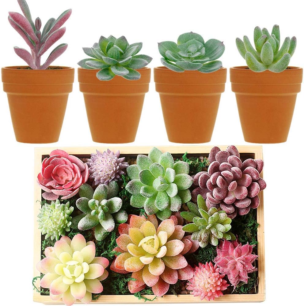 Fake Succulents Plants Artificial Small Fake Plants Faux / Green / 1.5-3.5 Inches / Set of 16