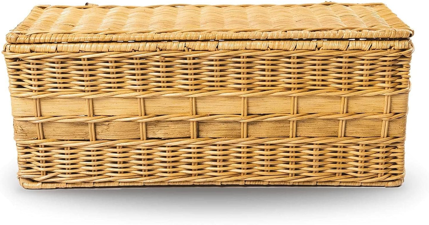 Lidded Wicker Box / One Size / Sandstone / 16 Inch