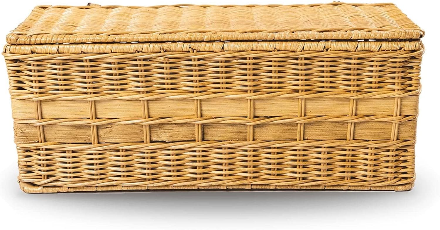 Lidded Wicker Box / One Size / Sandstone / 16 Inch