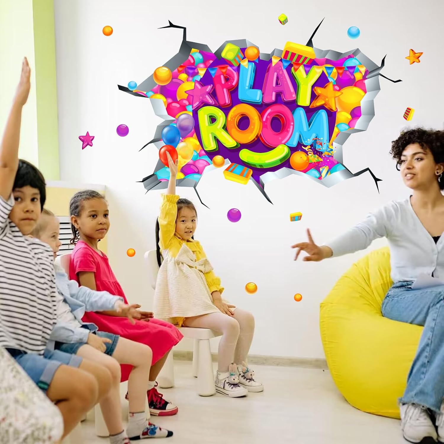 Playroom Wall Decals Kids Walls Decor Stickers Inspirational Wall Decals Peel and Stick / Colorful