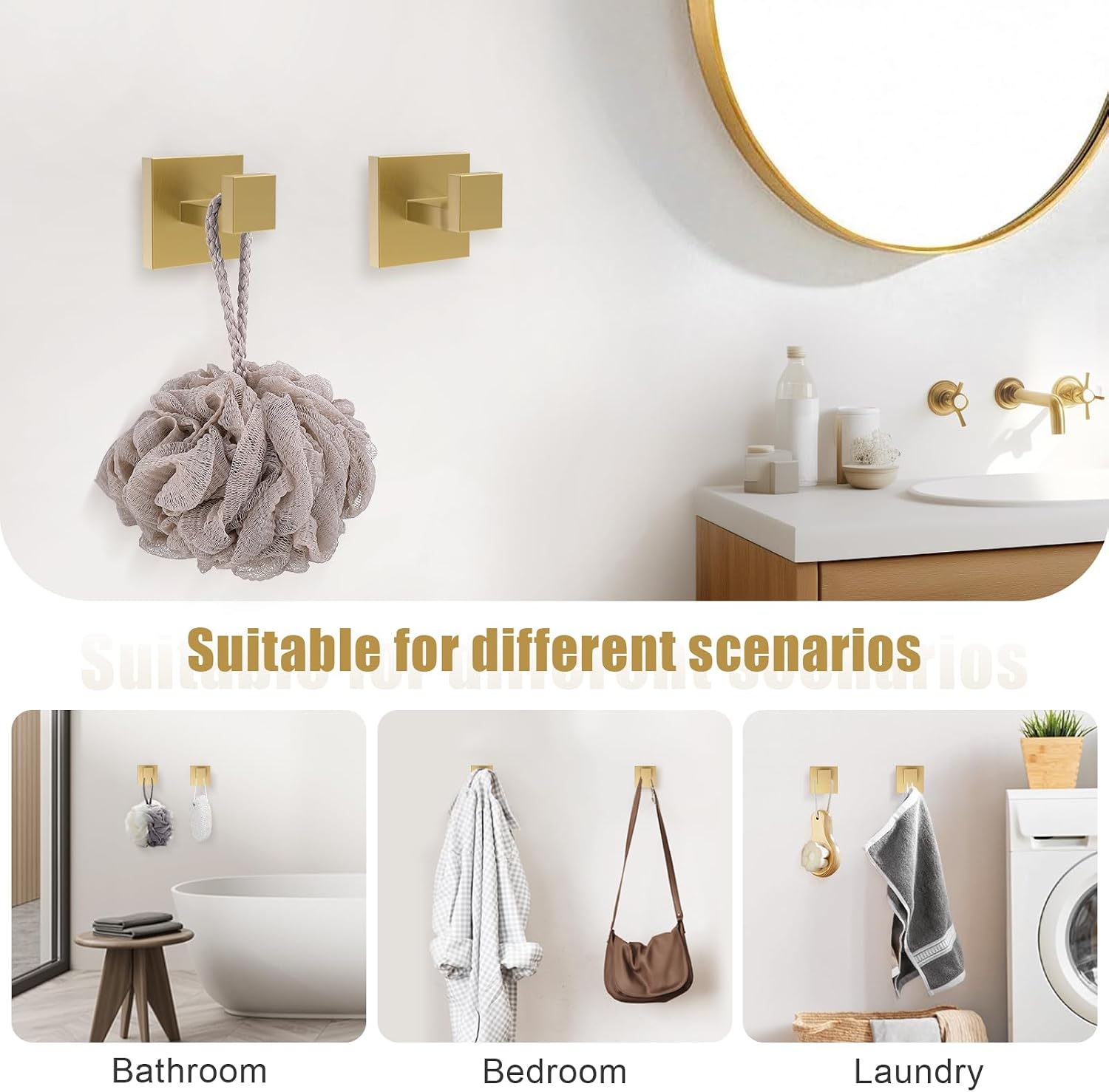 TQKAG Brushed Gold Bathroom Hardware Accessories Set 5 Pieces, Double Post Pivoting Toilet Paper Holder Set Stainless