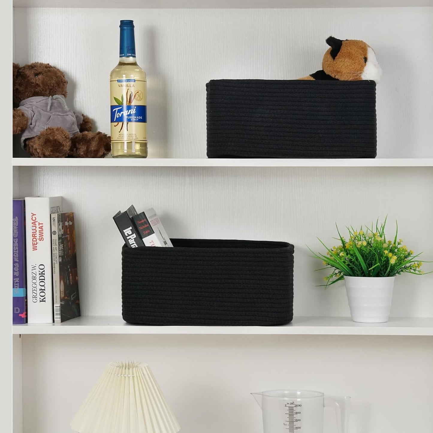 Woven Shelf Toy Basket / 11.8"lx7.8"wx5.1"h / Black / Set of 3