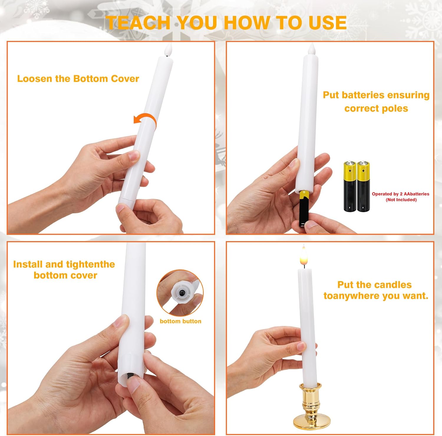 LED Flameless Window Candles with Remote Timer 10 PCS Battery Operated Flickering Taper Candle Lights with Removable