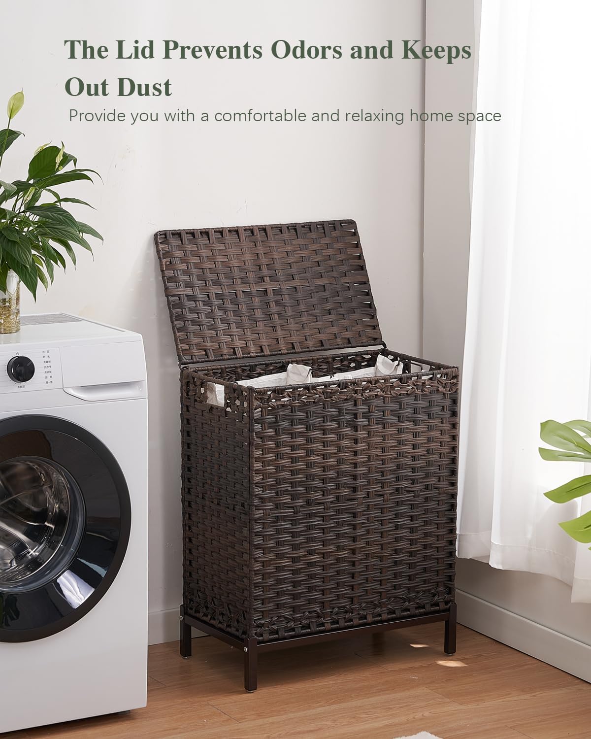112 L Handwoven Rattan Wicker Laundry Basket / Brown / 112 L - 29.6 Gal