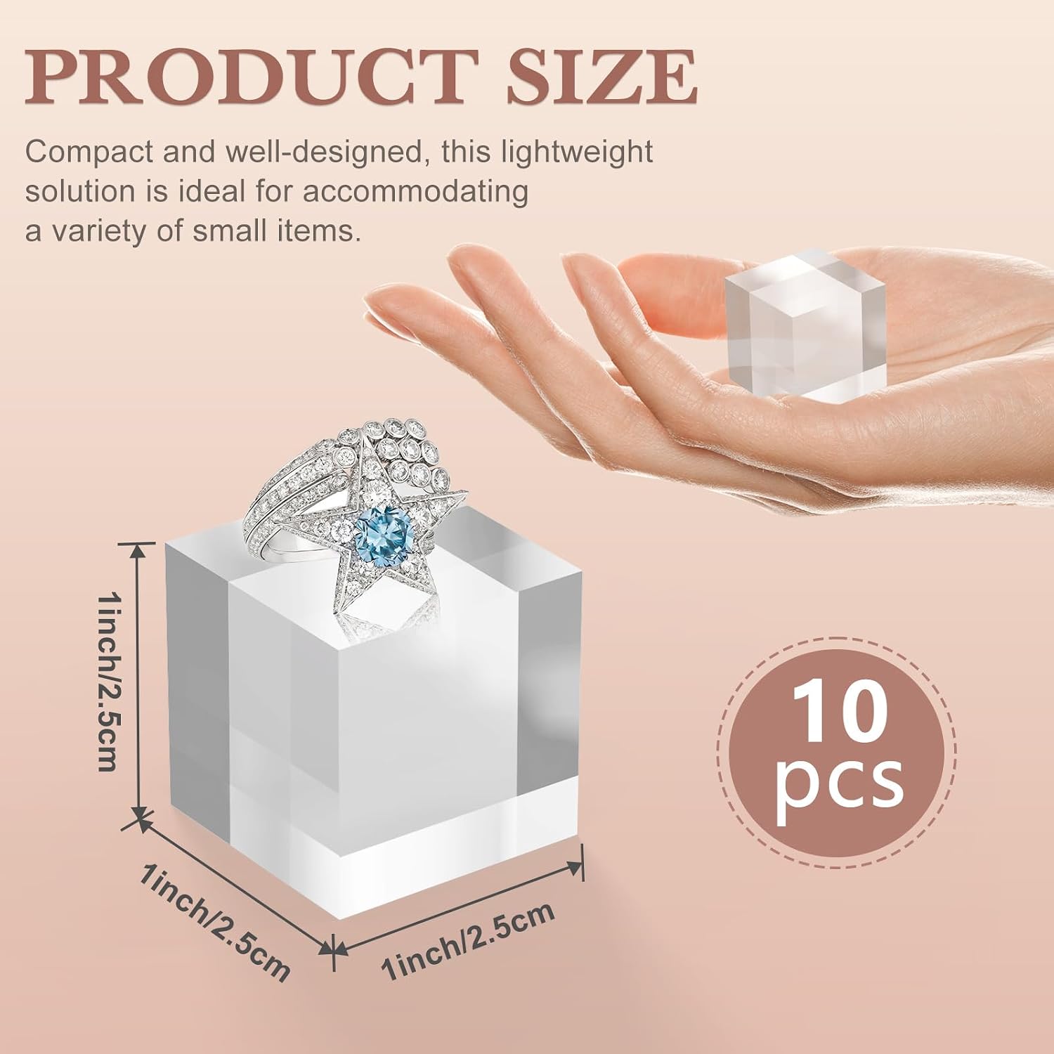 Acrylic Base Acrylic Blocks for Display Square Riser Display Stands Trophy / 1 x 1 x 1 / Set of 10