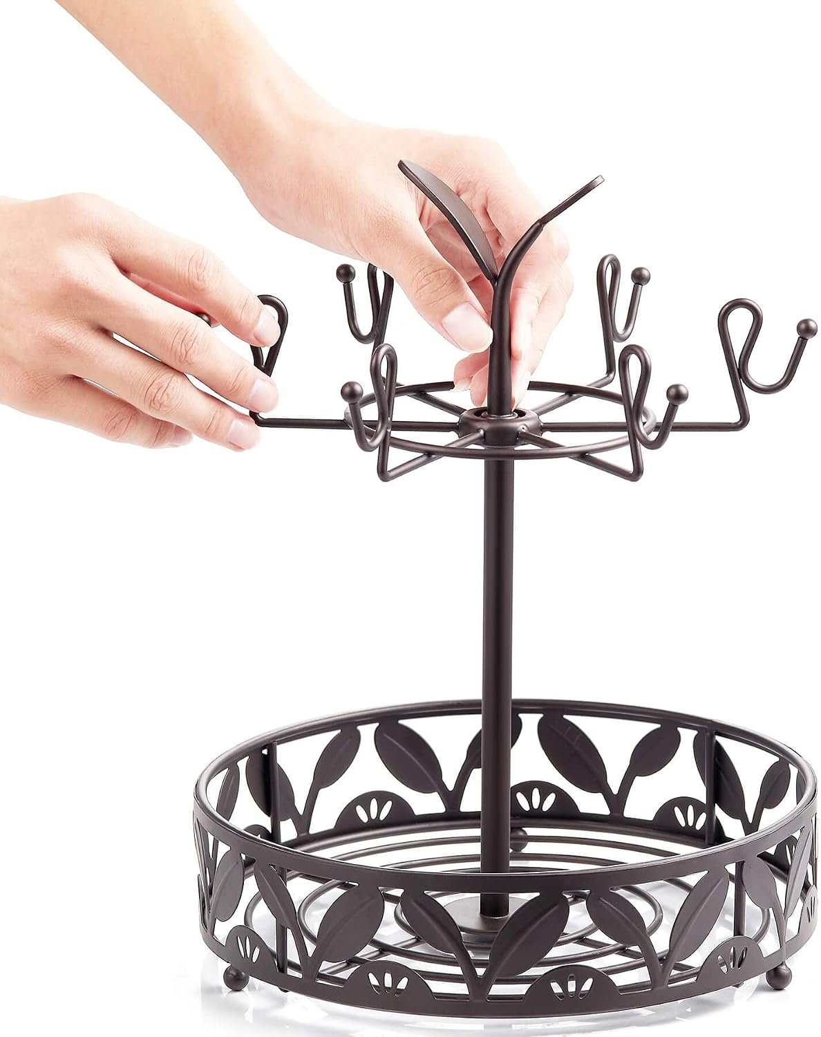 ALLCENER Mug Tree Countertop, Rotatable Mug Holder Stand with 6 Hooks for Coffee Bar Counter Cabinets and Kitchen