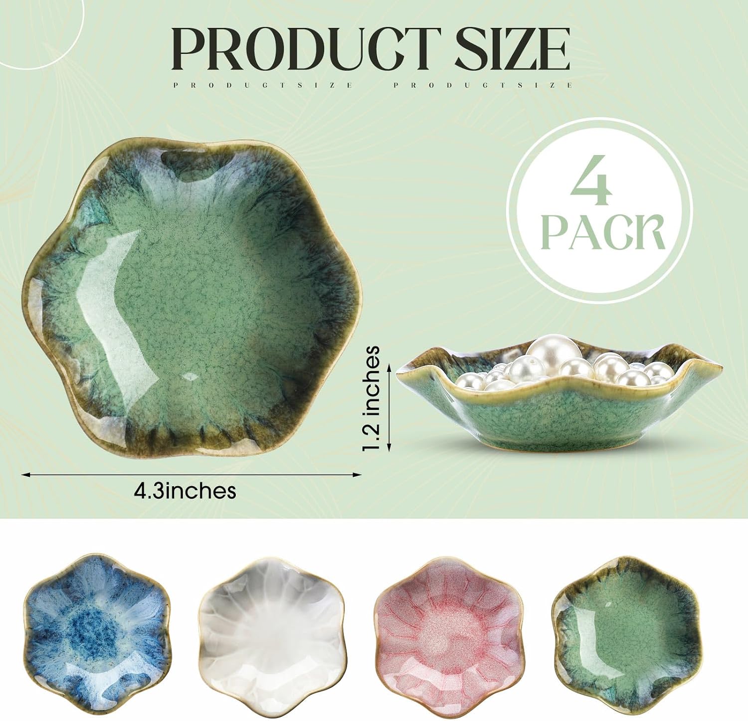 Small Jewelry Dish Trinket Holder Dish / Green, White, Crystal Green, Pink / Ceramic / 4.3 x 3.9