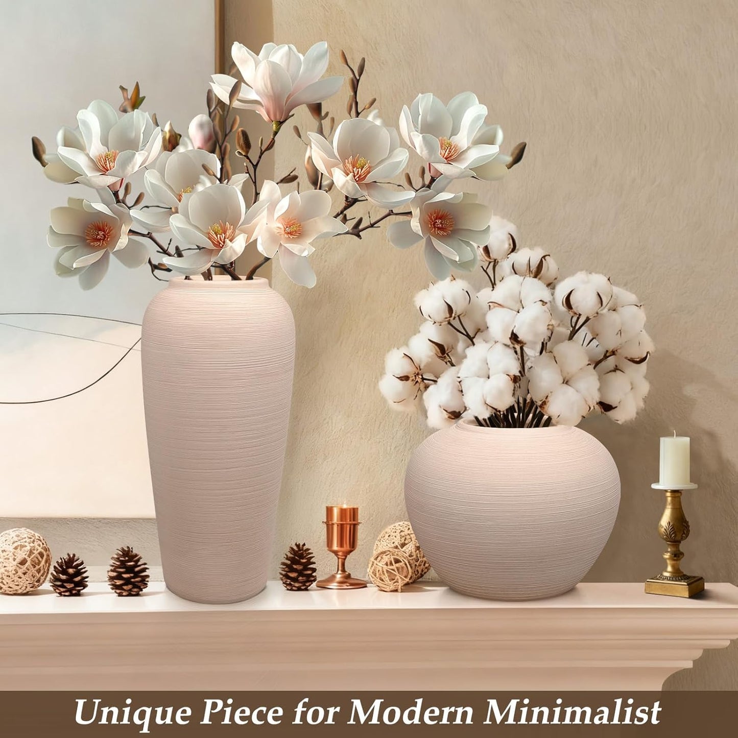Cream Ceramic Vase / 12 Inch-tall-cream / 12 Inch