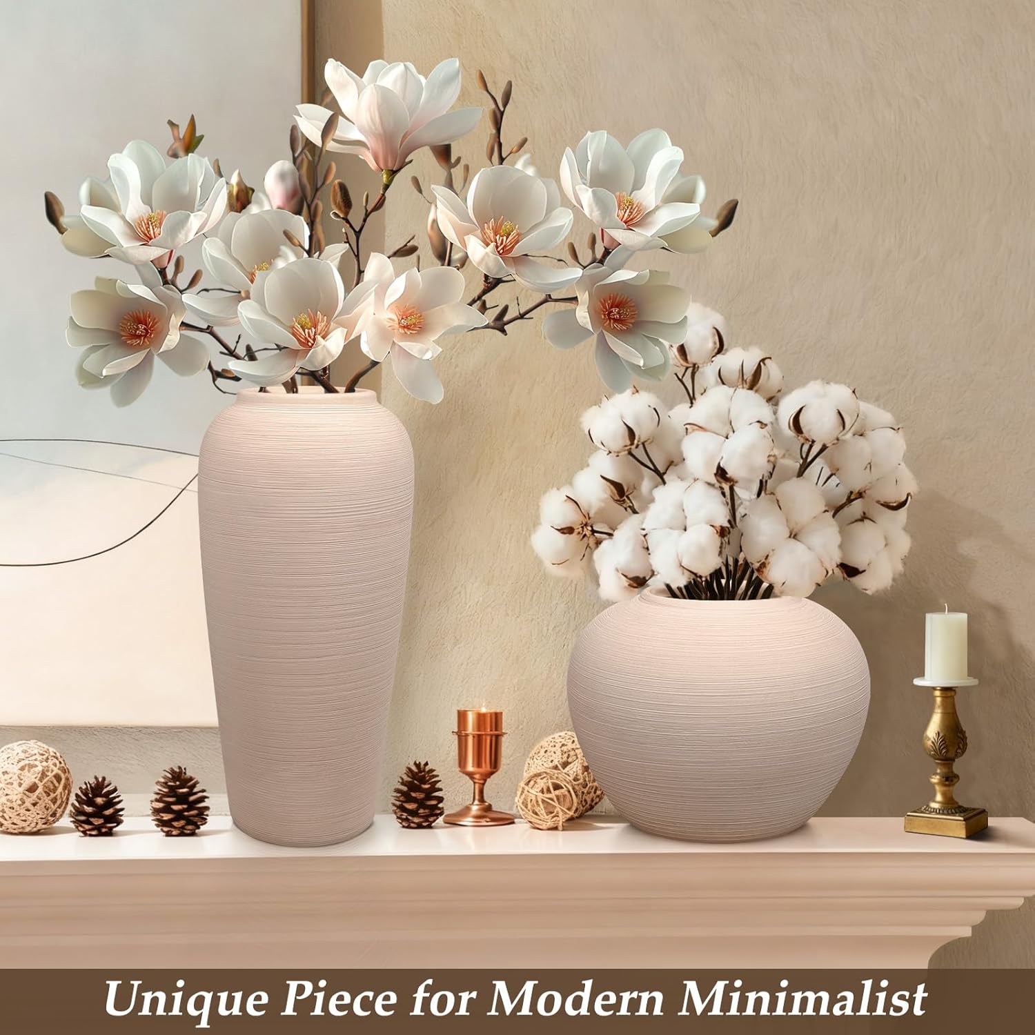 Cream Ceramic Vase / 12 Inch-tall-cream / 12 Inch