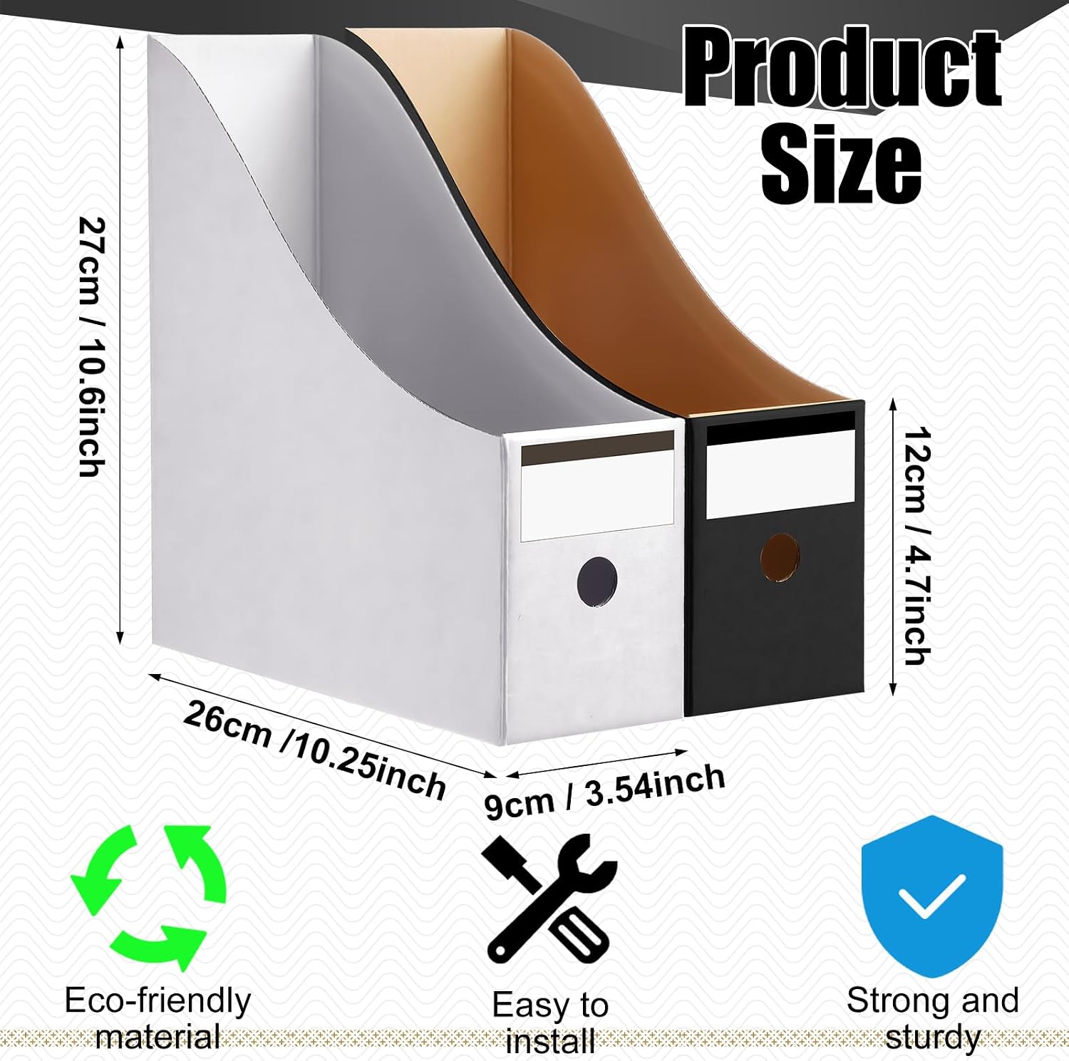 Thenshop 24 Pcs Magazine Files Cardboard Holders,Black and White | File Organizer Foldable Paper Storage for Desk