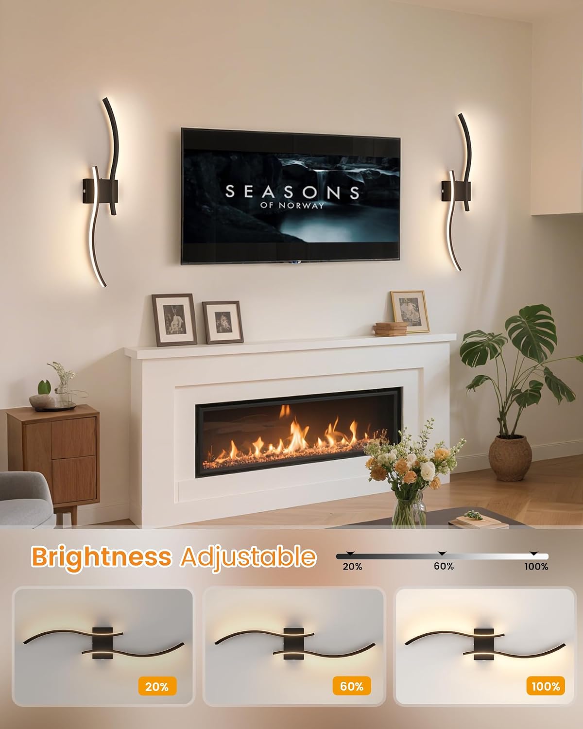VOLISUN Battery Operated Wall Sconces Set of Two, 27.6 inch Wireless Wall Sconces, 3000K-6500K Dimmable Wall Lamps with