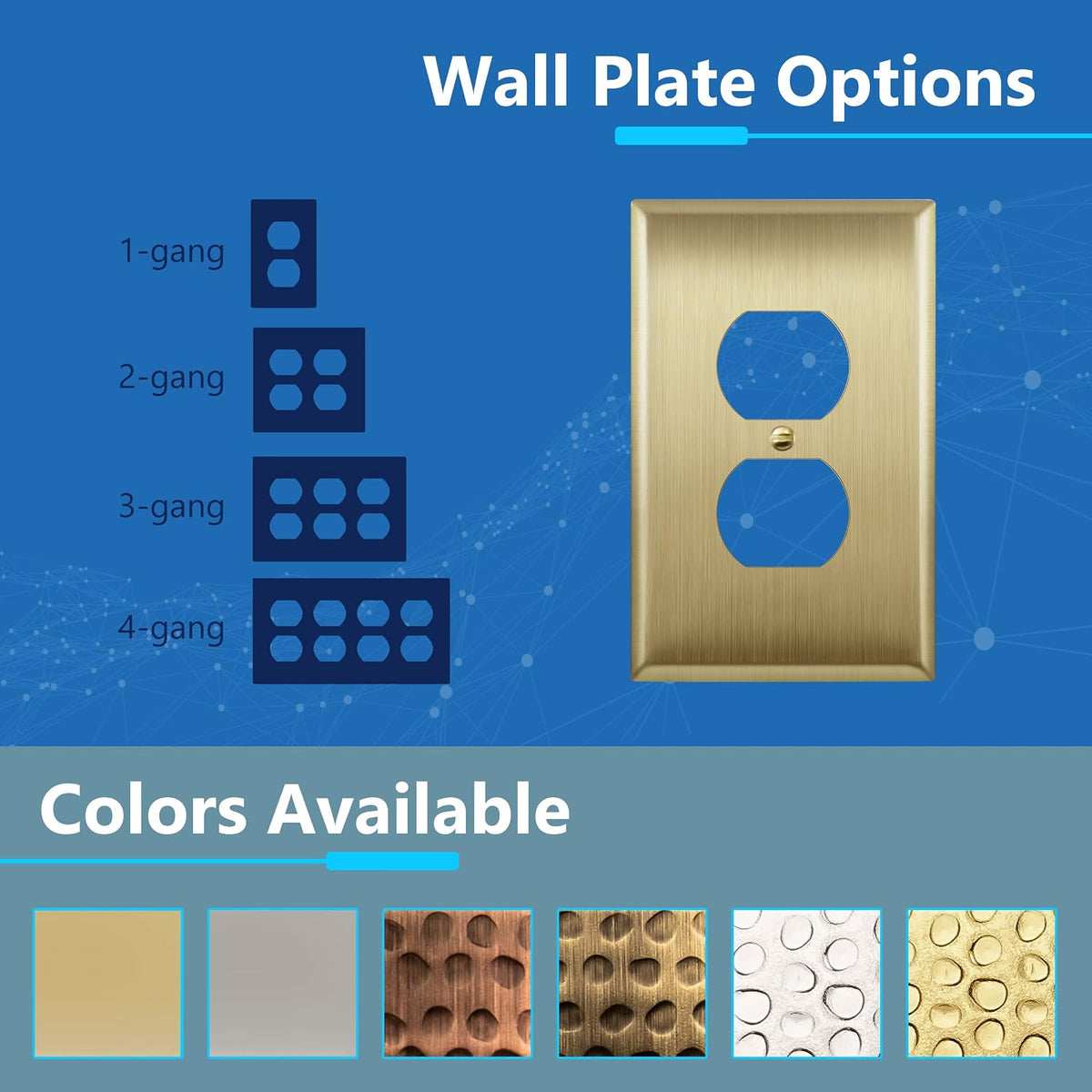 LIDER Duplex Receptacle Metal Wall Plate, Mid-Size 1-Gang, 3-Pack | Stainless Steel, Corrosion Resistant, Brushed