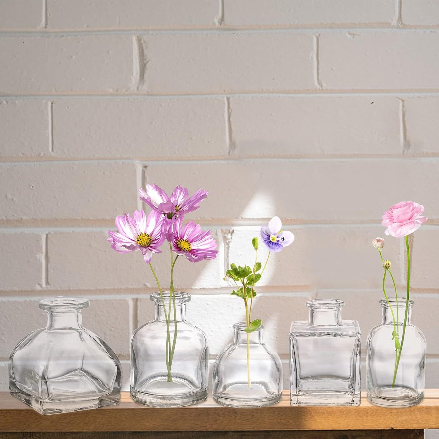Glass Bud Vases / Clear / Set of 10