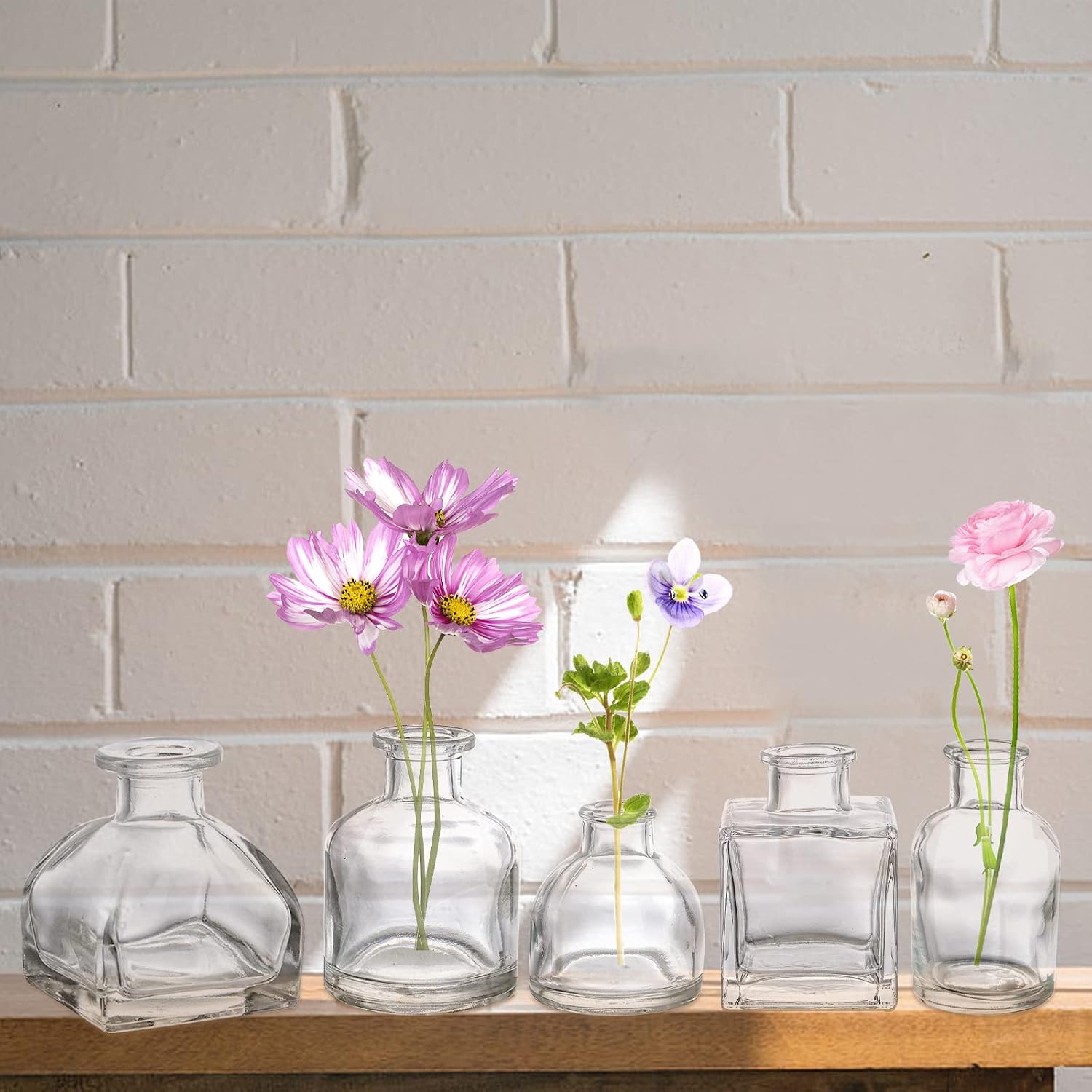 Glass Bud Vases / Clear / Set of 10