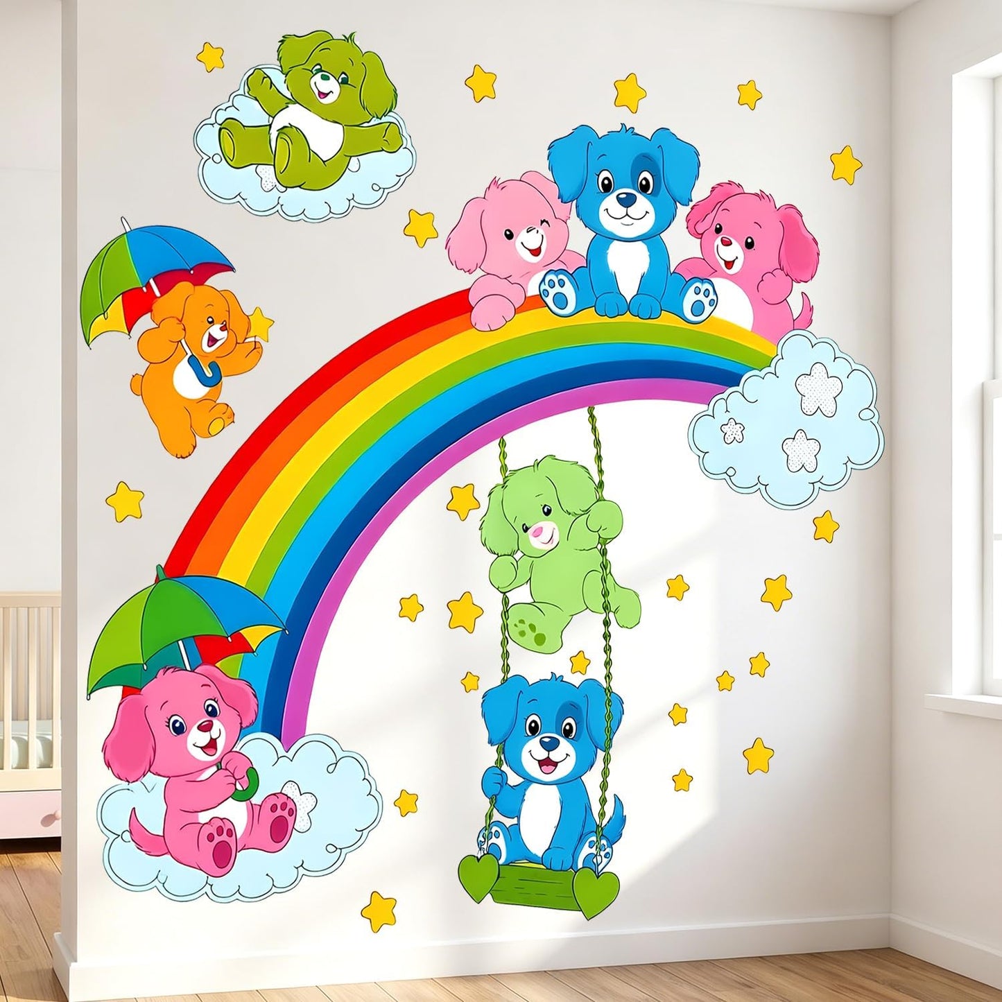 Cheerful cartoon bear wall decal