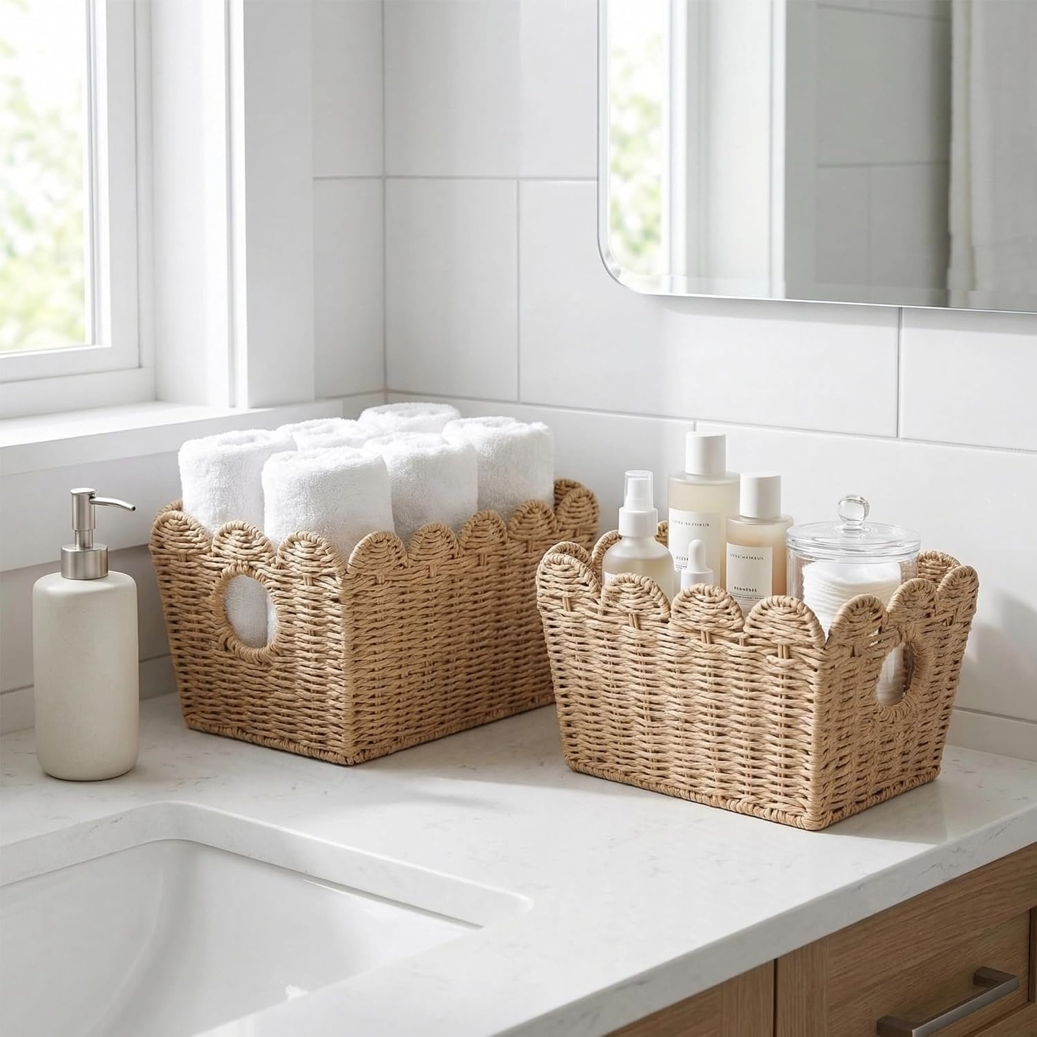 Scalloped Wicker Baskets / Set of 2