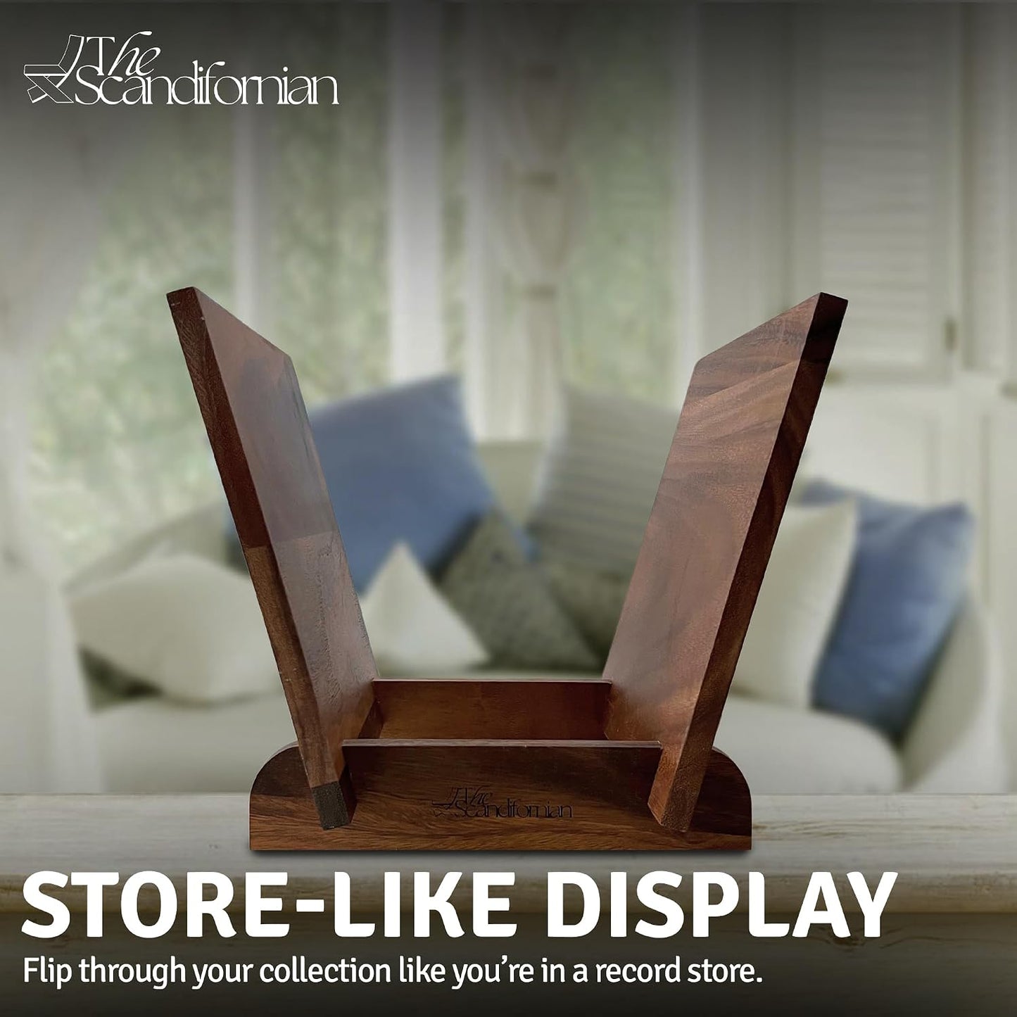 Natural Wood Vinyl Record Holder Shelf, Tabletop LP Storage Rack, Walnut Album Display, Vinyl Stand, Flip File Record