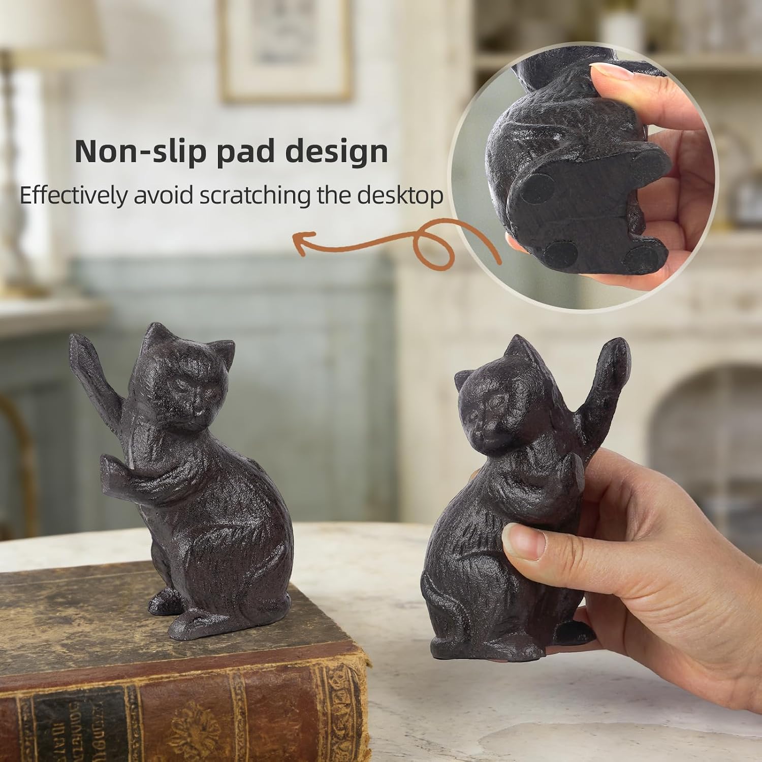 Decorative Cat Bookends / Black