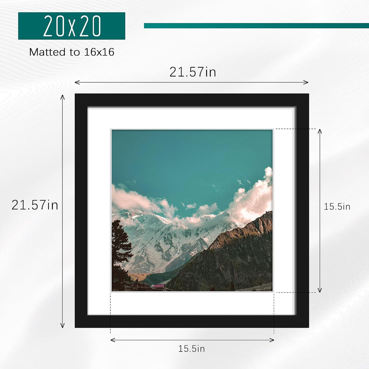 20x20 Black Picture Frame, Poster Frame for Wall, 3 Pack. | Fits 16x16 Photos With Mat or 20x20 Without Mat, Square