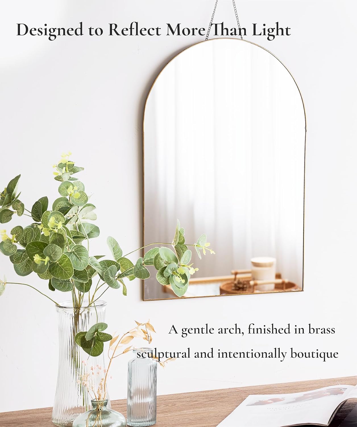 Arched Wall Mirror "- Small Vintage Hanging Mirror / 13 x 19 / Classic Arch / Gold