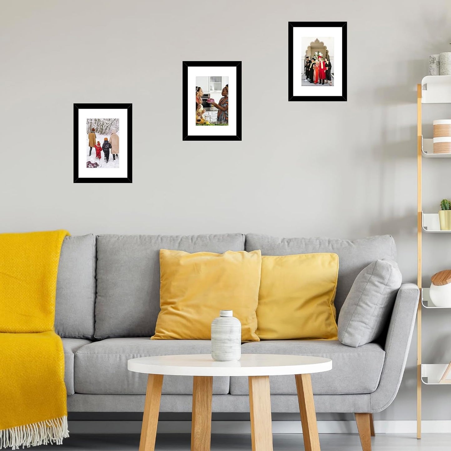 JCJMY 5.8x8.3 A5 Picture Frame Set of 6 Black with 4x6 Mat for Wall Hanging or Tabletop, Display Photo 4x6 with Mat or
