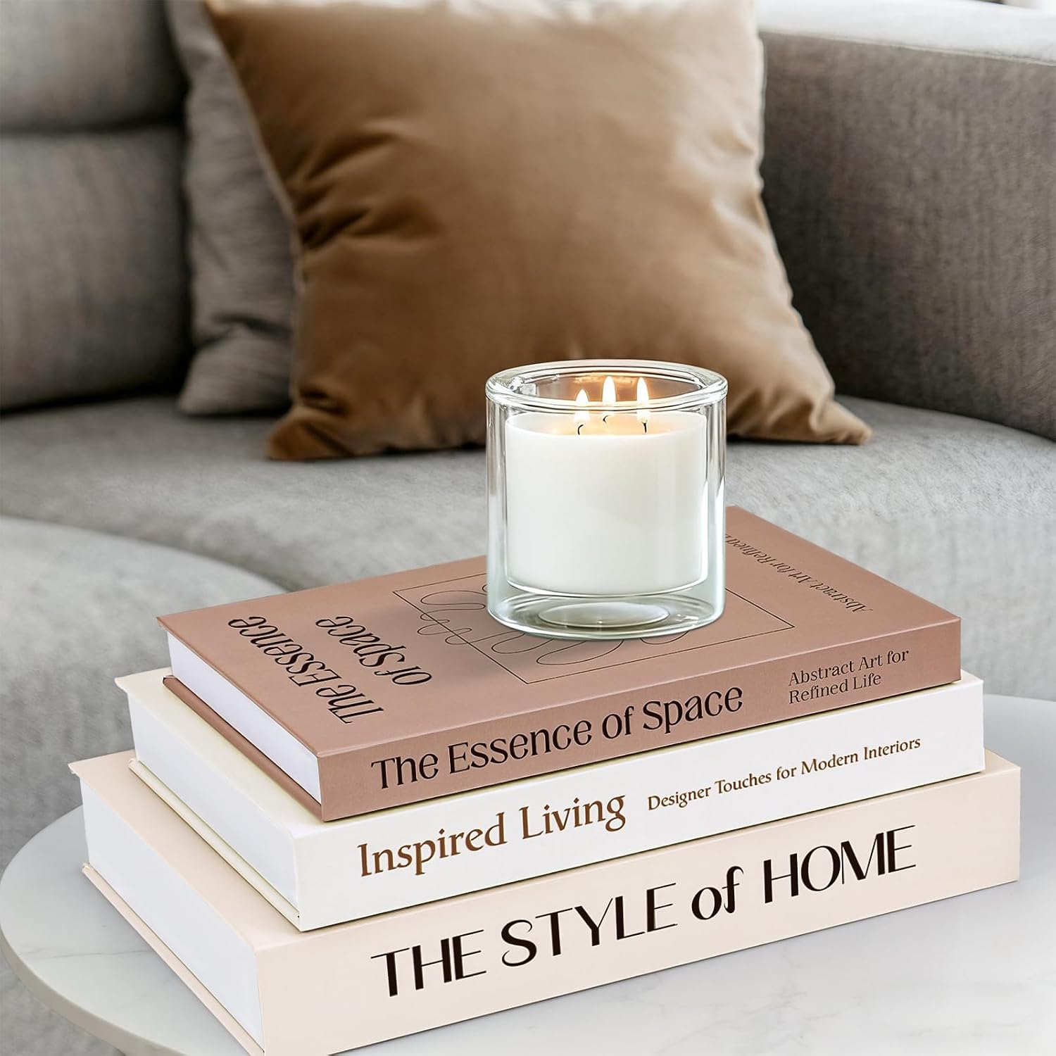 Aesthetic Decorative Books / Brown-beige-khaki / Set of 3