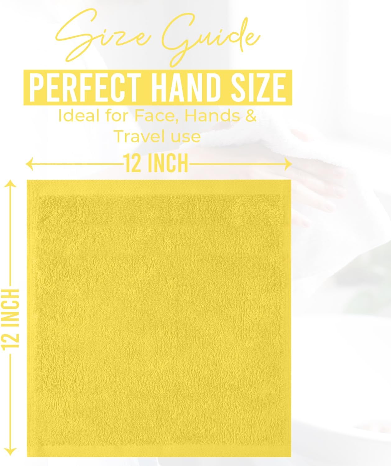 DAN RIVER 24 Pack Cotton Wash Cloths Set for Showering [12x12] Yellow | Lighter Weight, Quick to Dry, Super Soft &