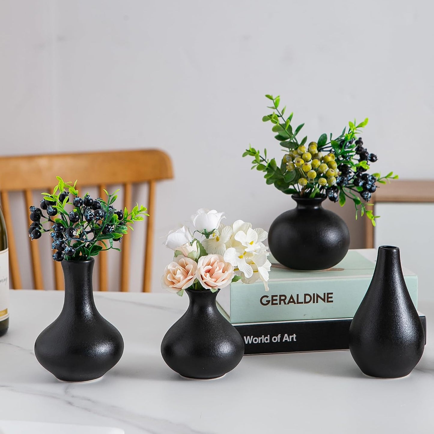 Black Ceramic Bud Vase / Small Black Vase / Set of 5